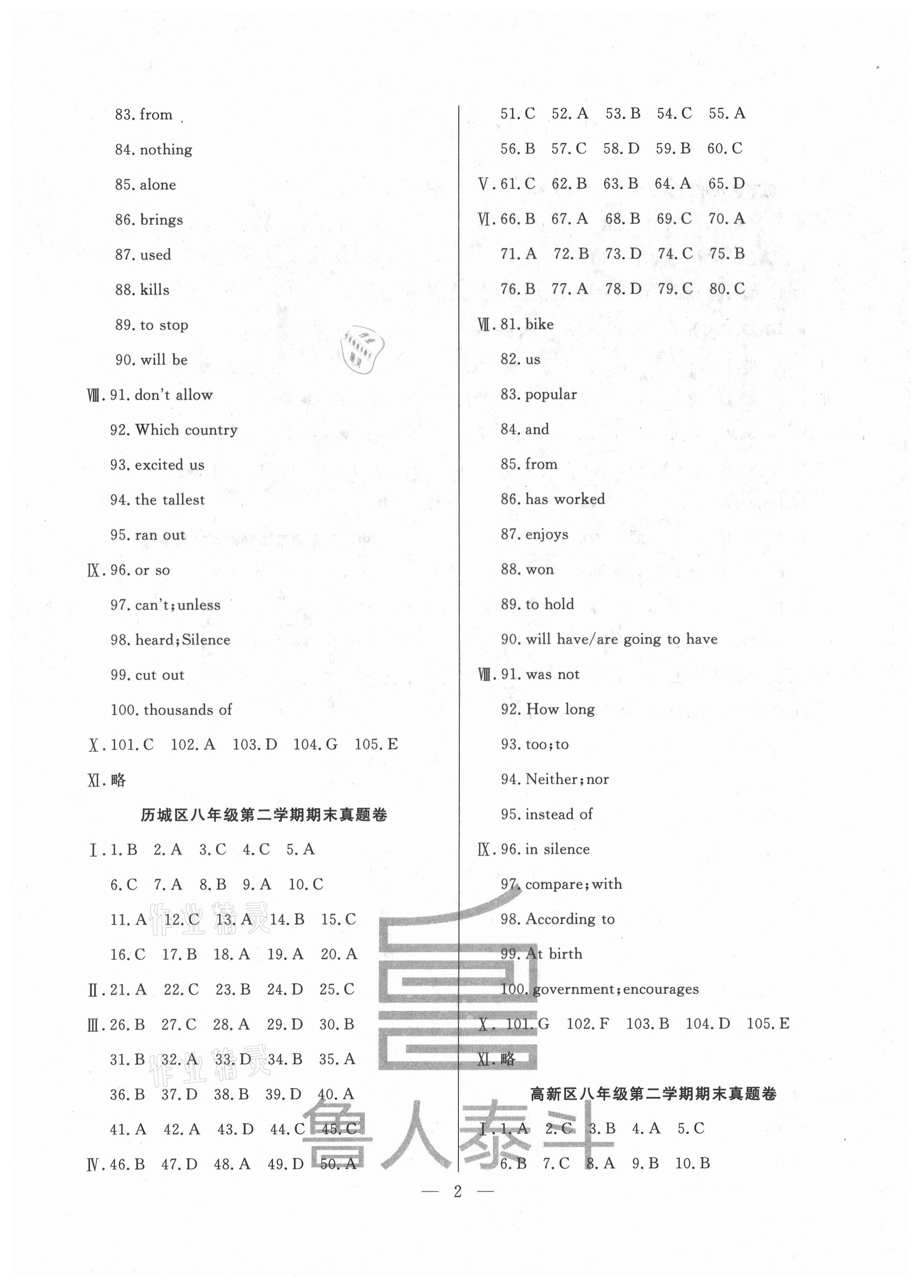 2021年考前示范卷八年級英語下冊人教版濟南專版 第2頁