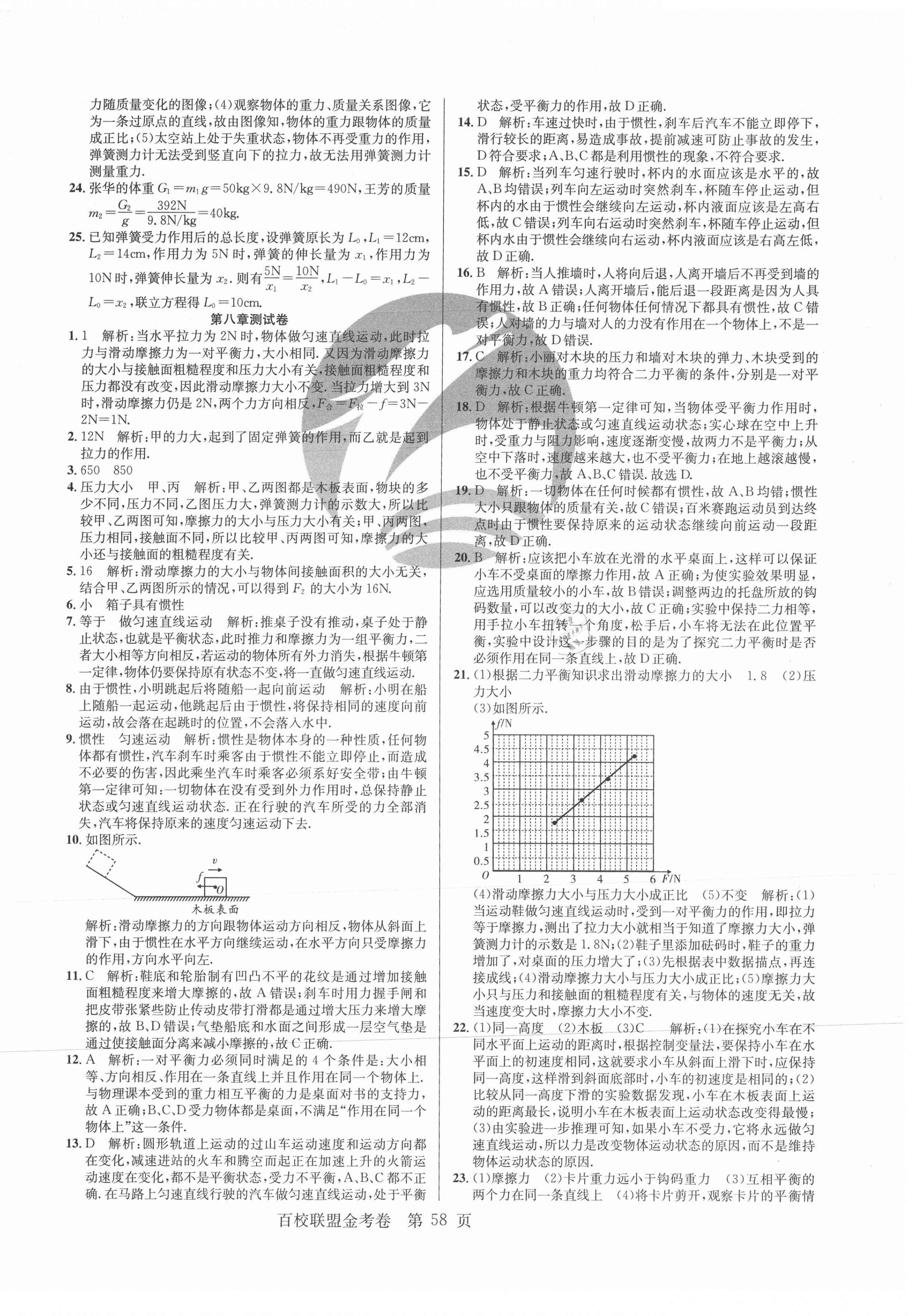 2021年百校聯(lián)盟金考卷八年級物理下冊人教版 第2頁