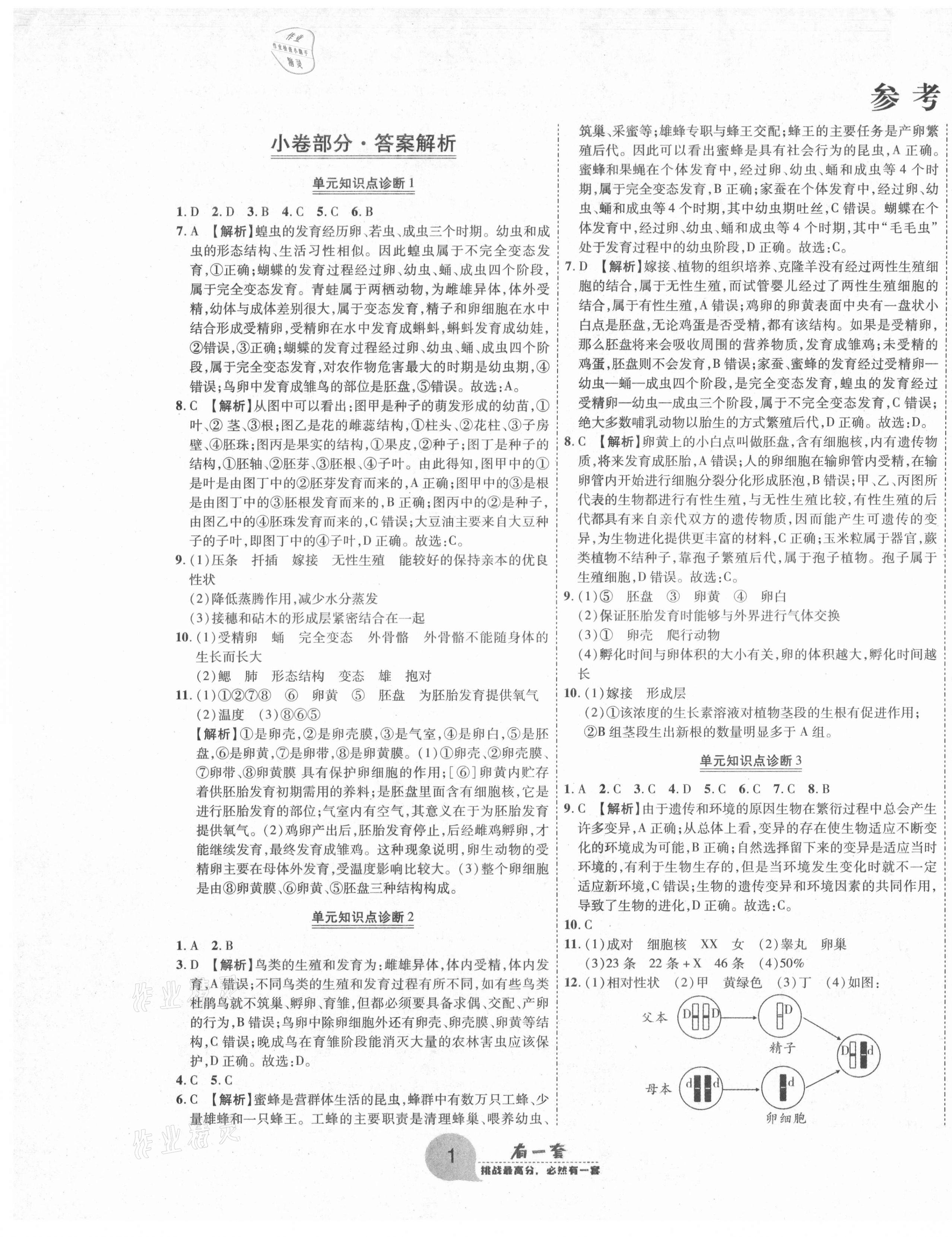 2021年有一套初中期末真題匯編八年級生物下冊人教版南陽專版 第1頁