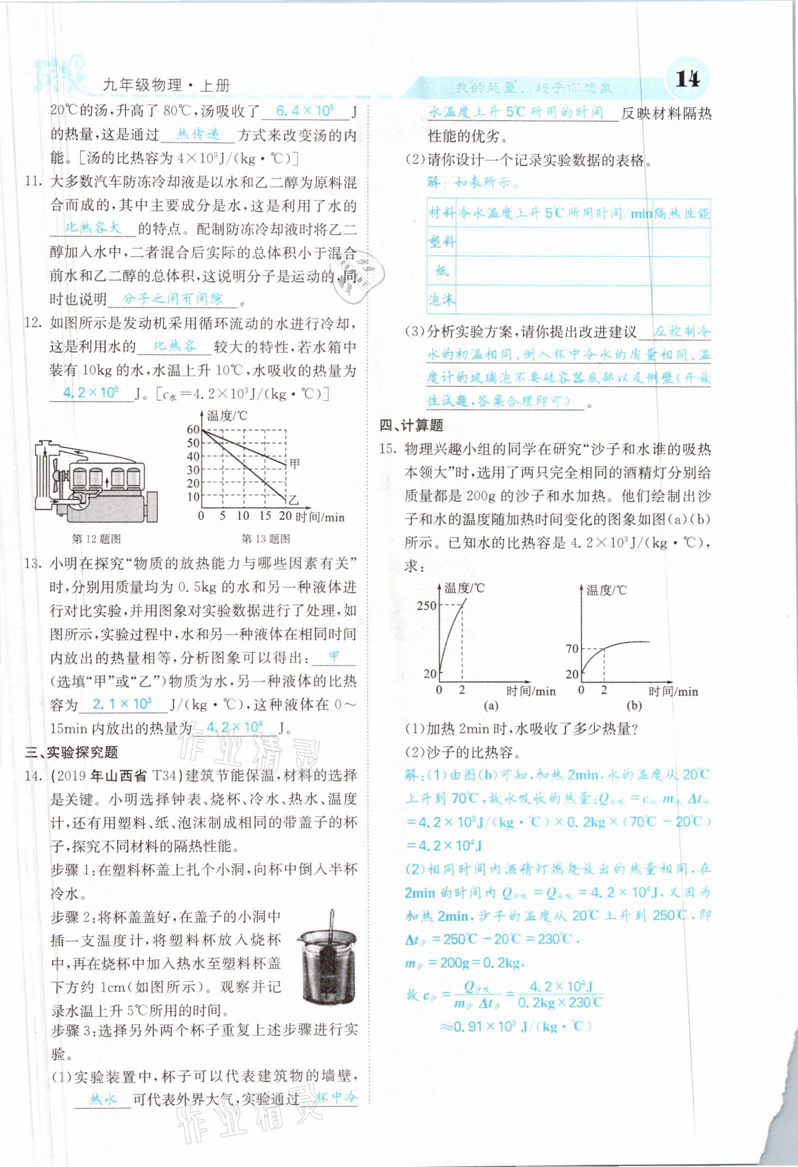 2021年課堂點(diǎn)睛九年級(jí)物理上冊(cè)人教版山西專版 參考答案第27頁(yè)