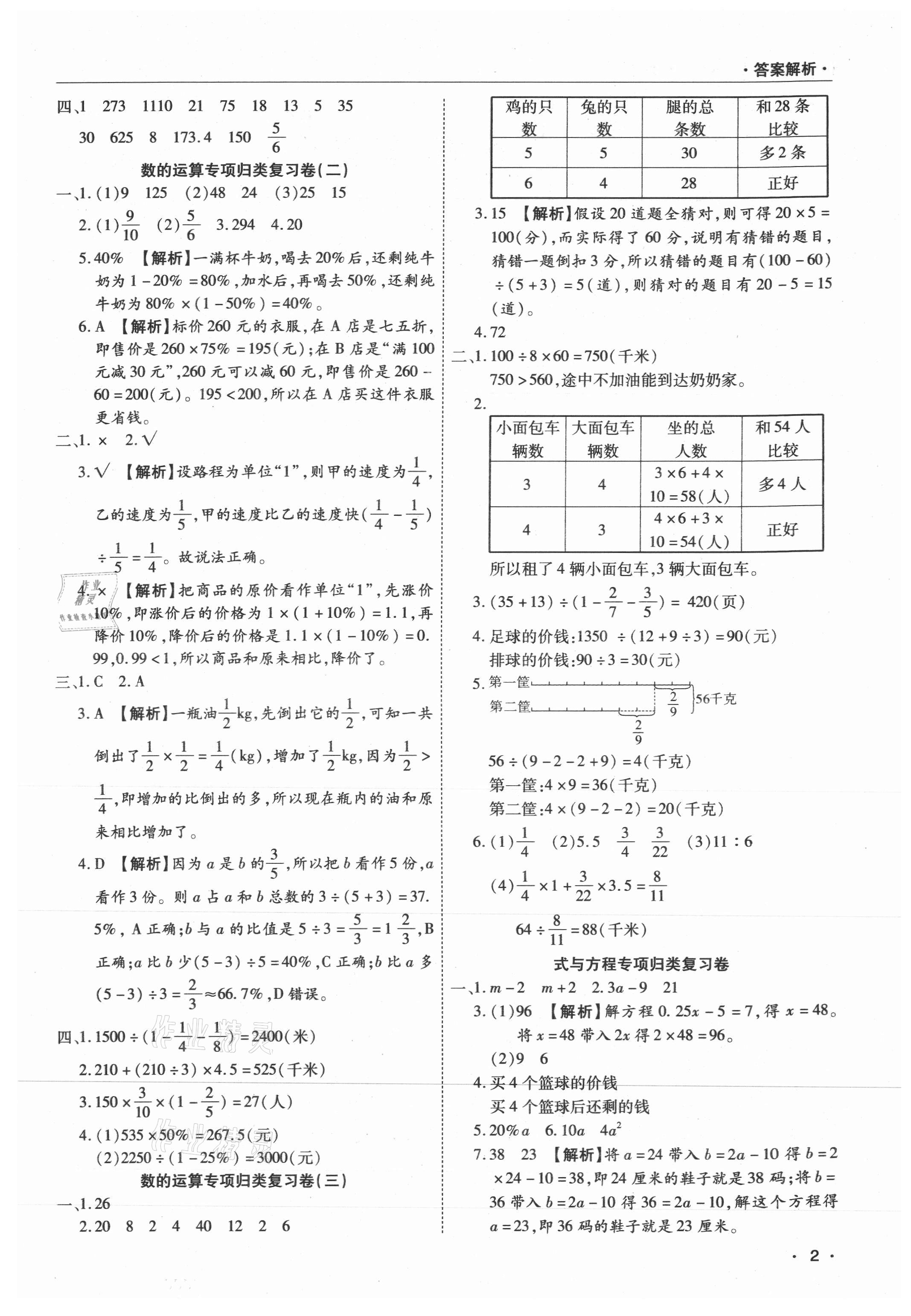 2021年期末考試必刷卷六年級數(shù)學(xué)下冊蘇教版九縣七區(qū) 參考答案第2頁