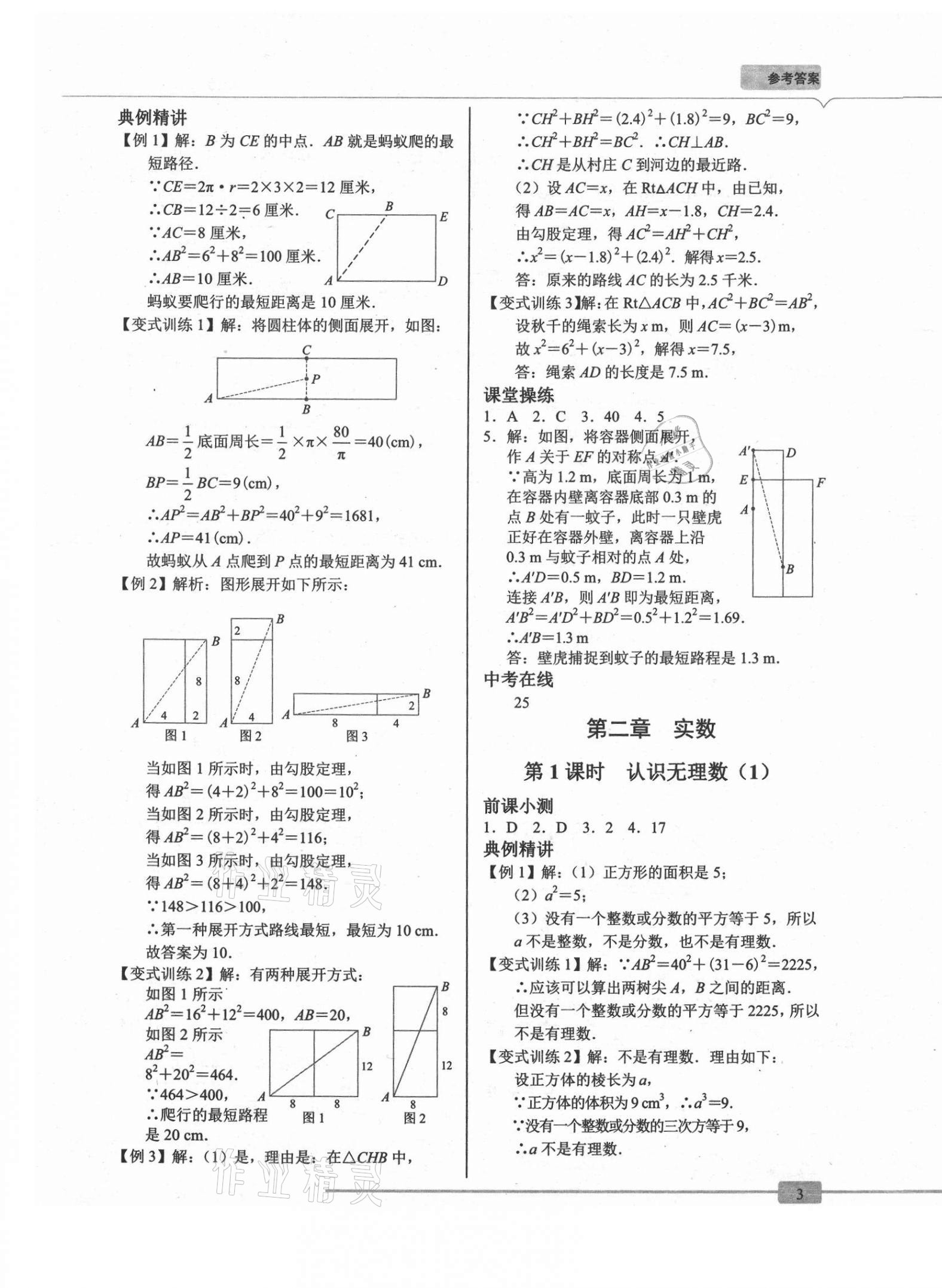 2021年A典學(xué)案沖刺100分八年級(jí)數(shù)學(xué)上冊北師大版 參考答案第3頁