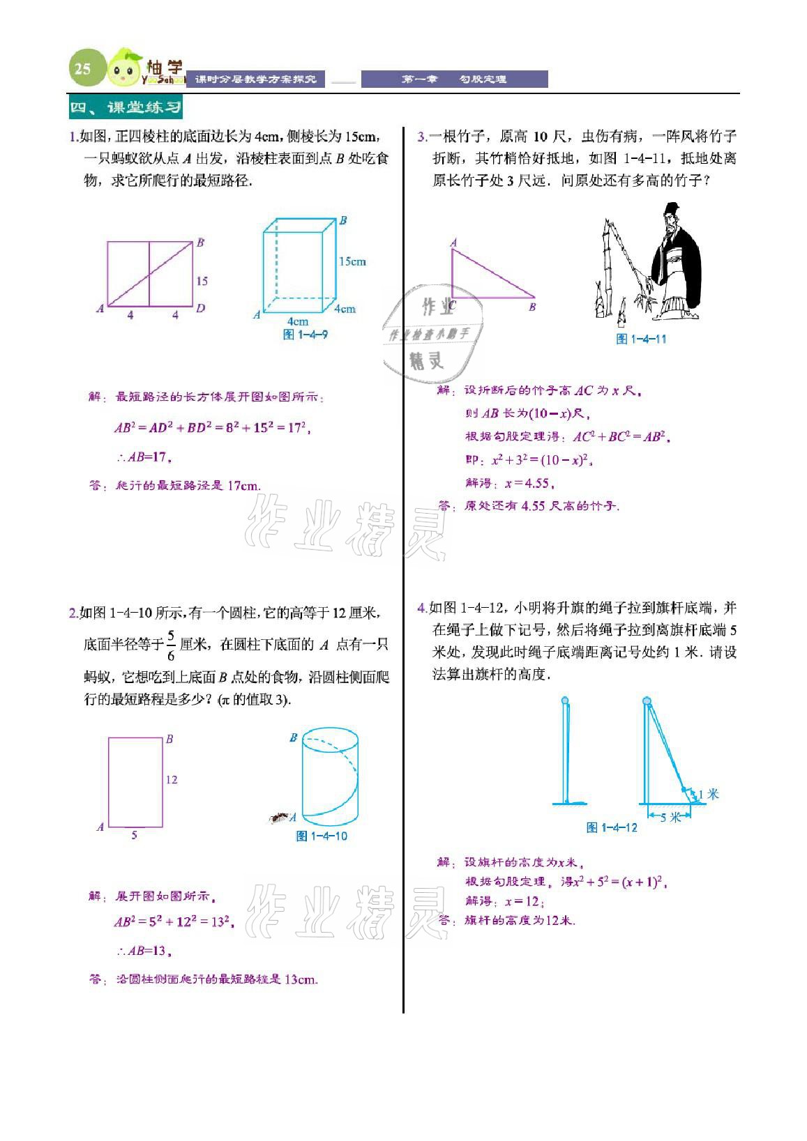 2021年課時分層教學方案探究八年級數(shù)學上冊北師大版 參考答案第25頁