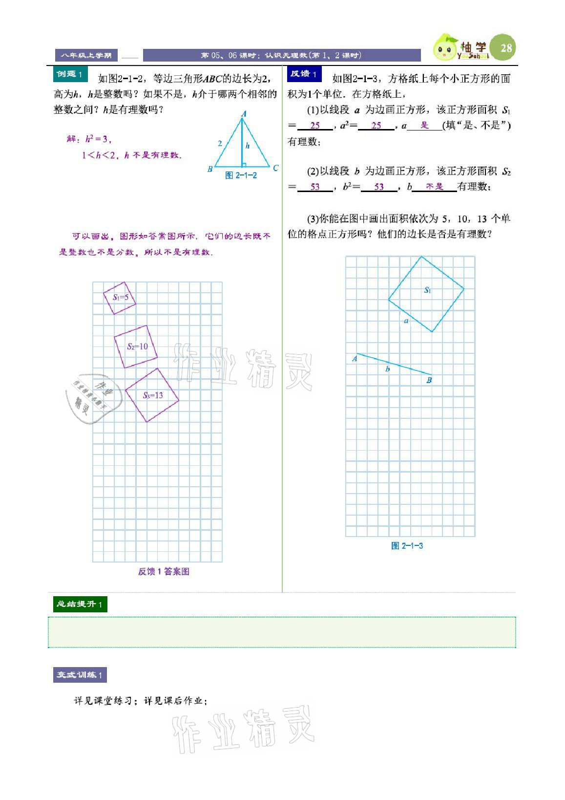 2021年課時(shí)分層教學(xué)方案探究八年級(jí)數(shù)學(xué)上冊(cè)北師大版 參考答案第28頁(yè)