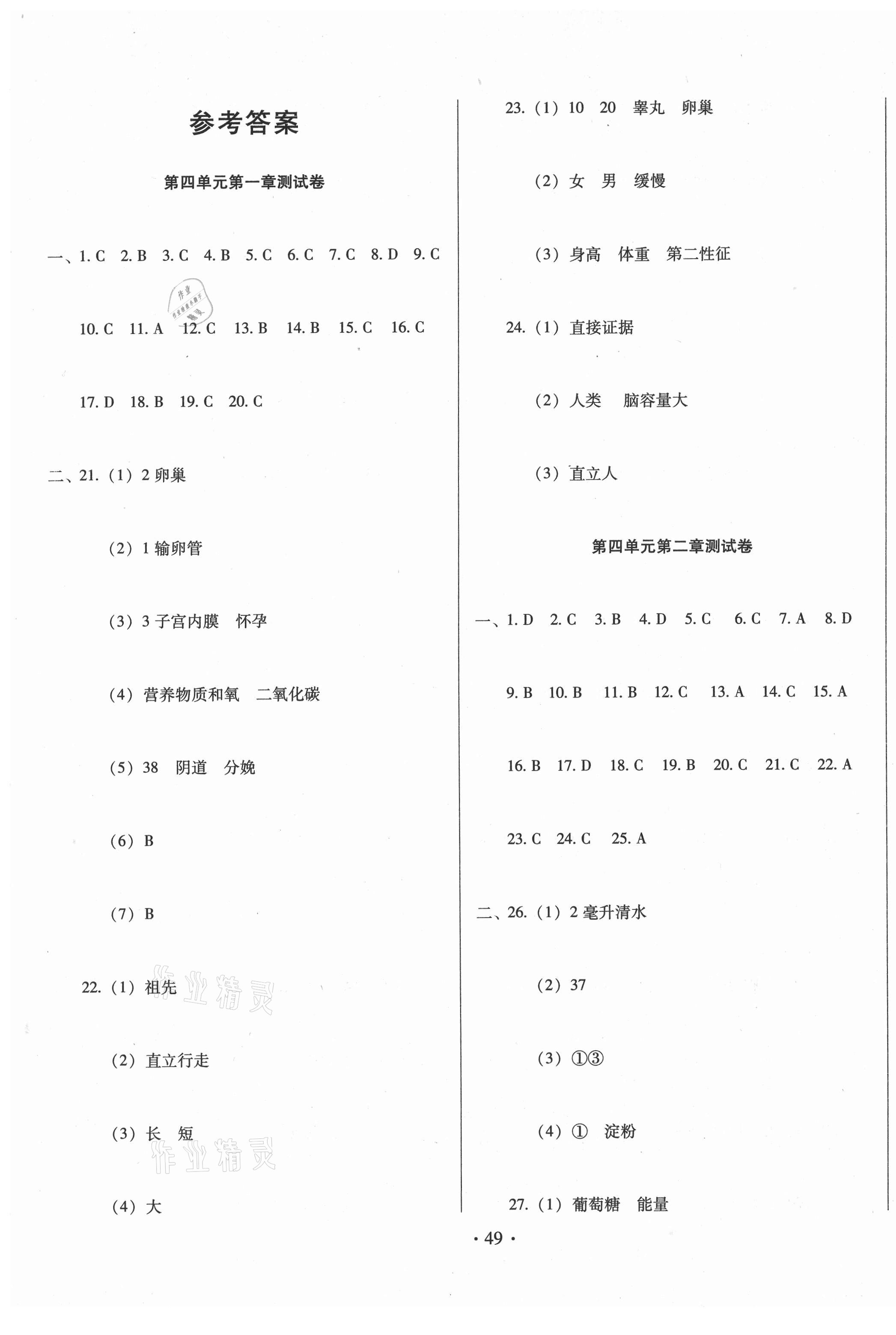 2021年书立方期末大考卷七年级生物下册人教版 第1页