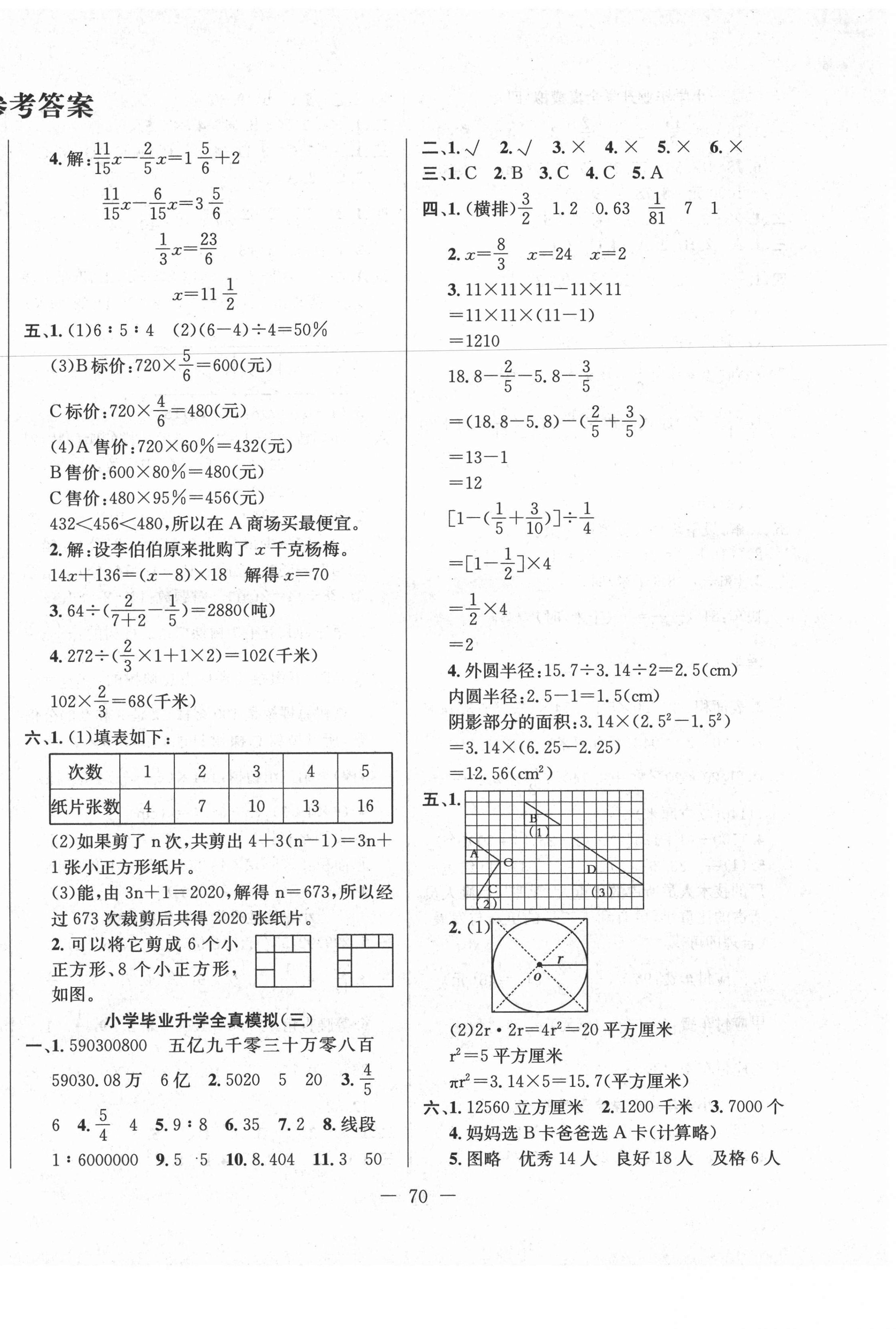 2021年百所名校小學(xué)畢業(yè)升學(xué)全真模擬六年級數(shù)學(xué)人教版 第2頁