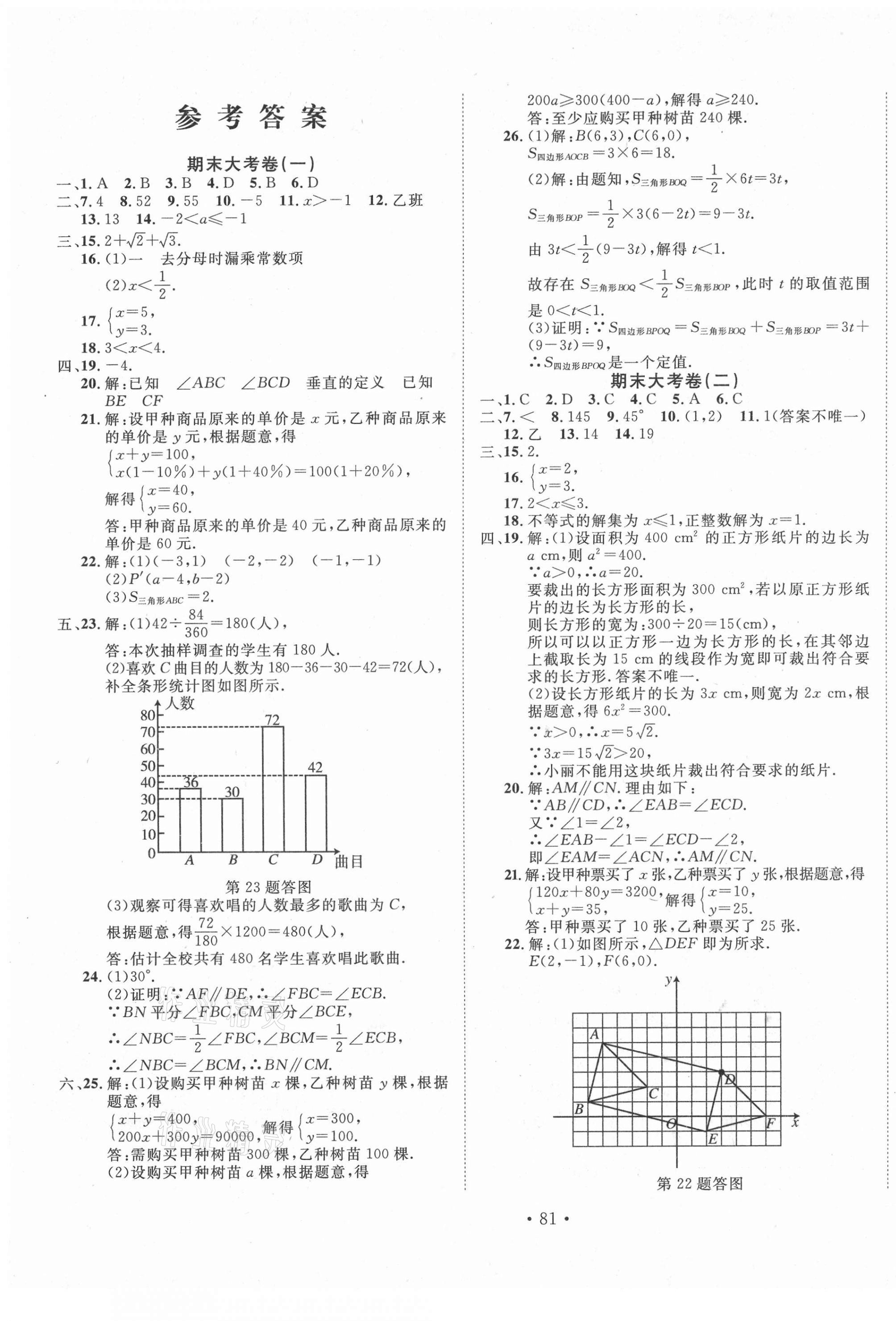 2021年书立方期末大考卷七年级数学下册人教版 第1页