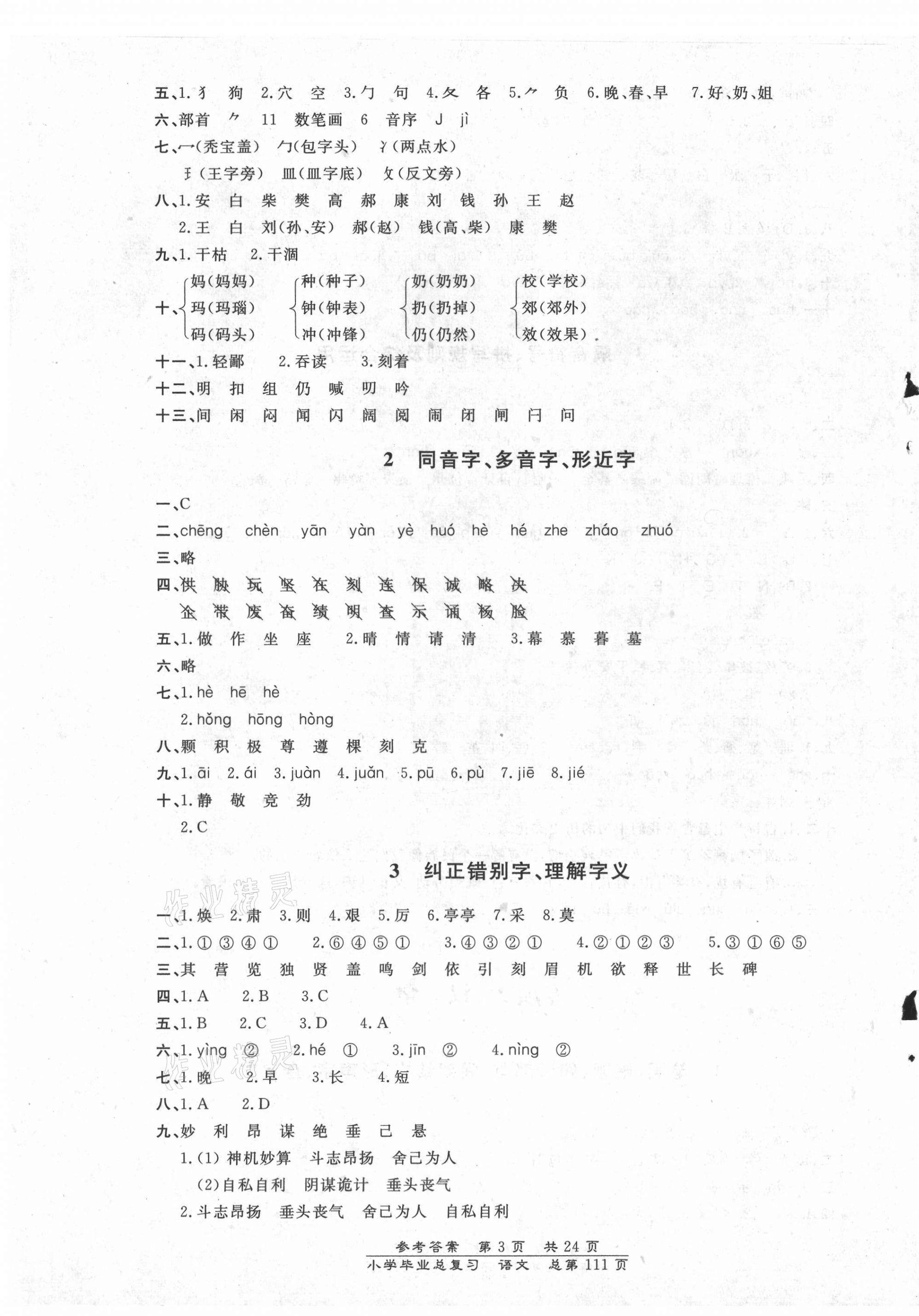 2021年小學(xué)畢業(yè)總復(fù)習(xí)語(yǔ)文人教版北京教育出版社 第3頁(yè)