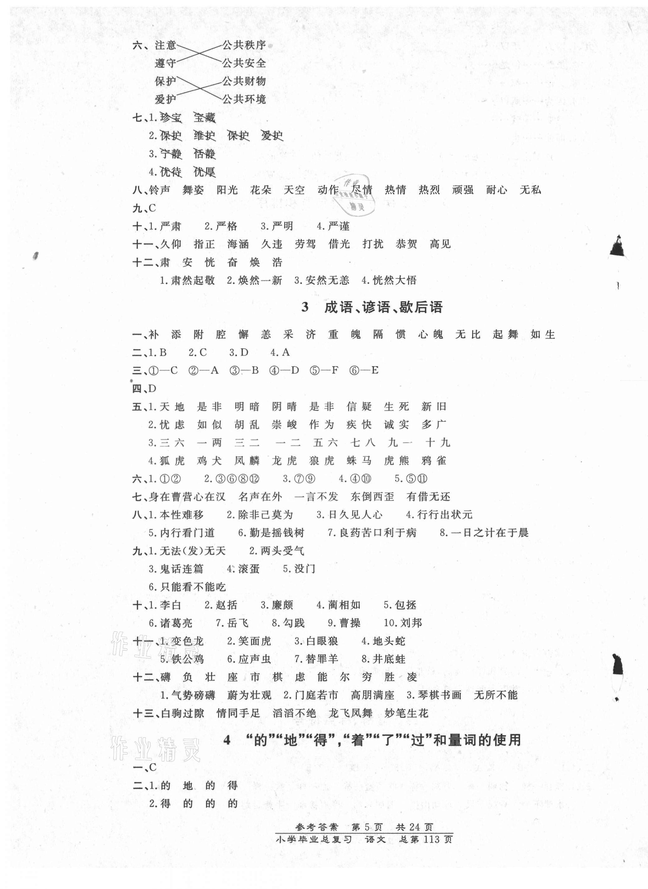 2021年小學(xué)畢業(yè)總復(fù)習(xí)語(yǔ)文人教版北京教育出版社 第5頁(yè)