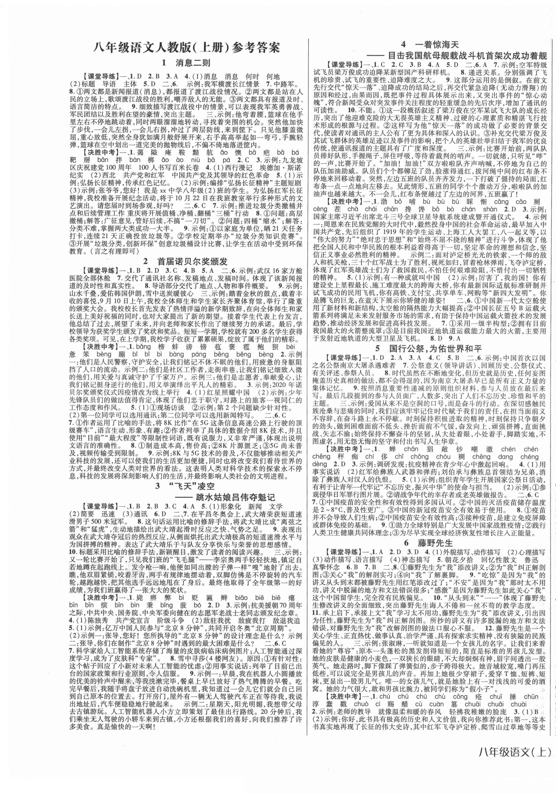 2021年高分突破課時(shí)達(dá)標(biāo)講練測(cè)八年級(jí)語(yǔ)文上冊(cè)人教版 第1頁(yè)