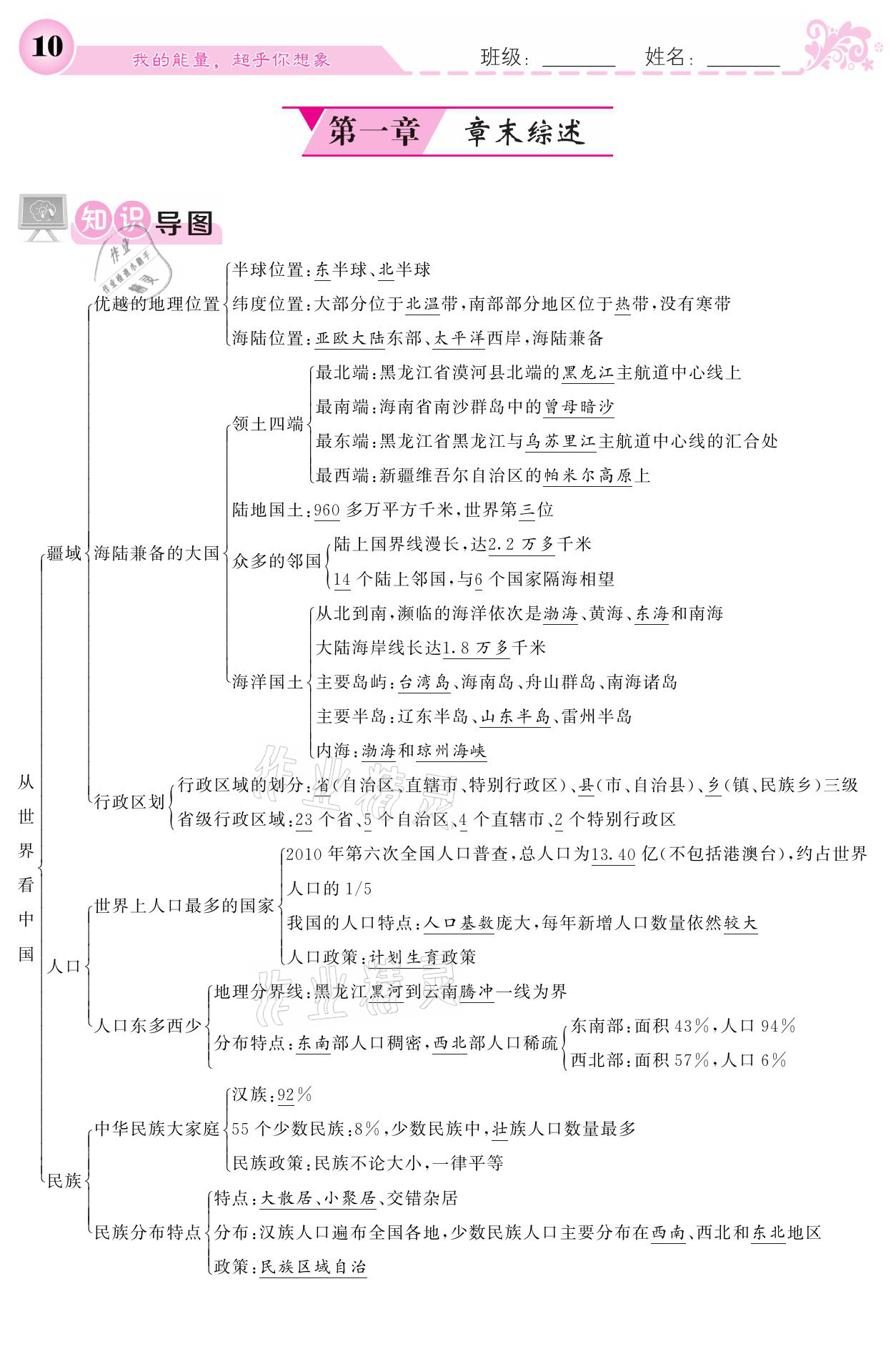 2021年課堂點睛八年級地理上冊人教版寧夏專版 參考答案第10頁