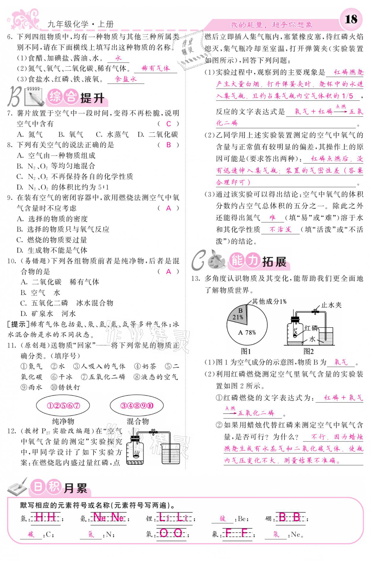 2021年課堂點(diǎn)睛九年級(jí)化學(xué)上冊(cè)人教版寧夏專(zhuān)版 參考答案第16頁(yè)