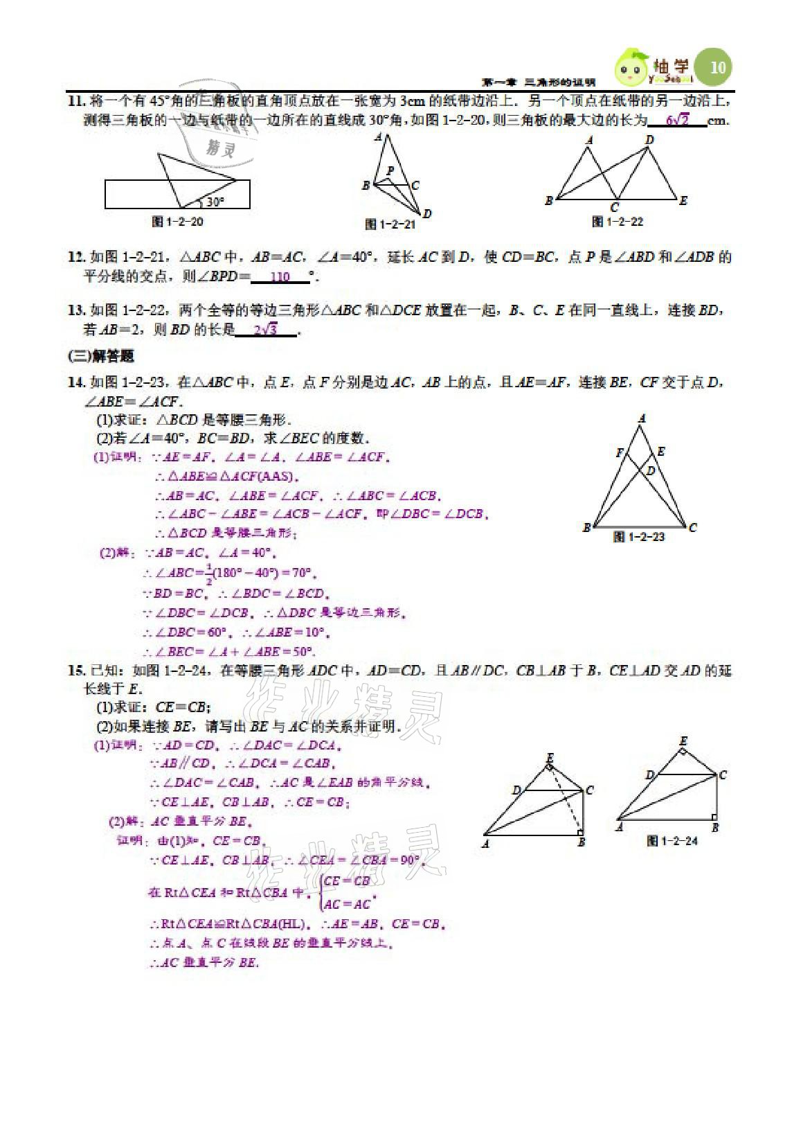 2021年智能作業(yè)與測(cè)評(píng)期末復(fù)習(xí)與假期作業(yè)八年級(jí)數(shù)學(xué)下冊(cè)北師大版 參考答案第17頁(yè)