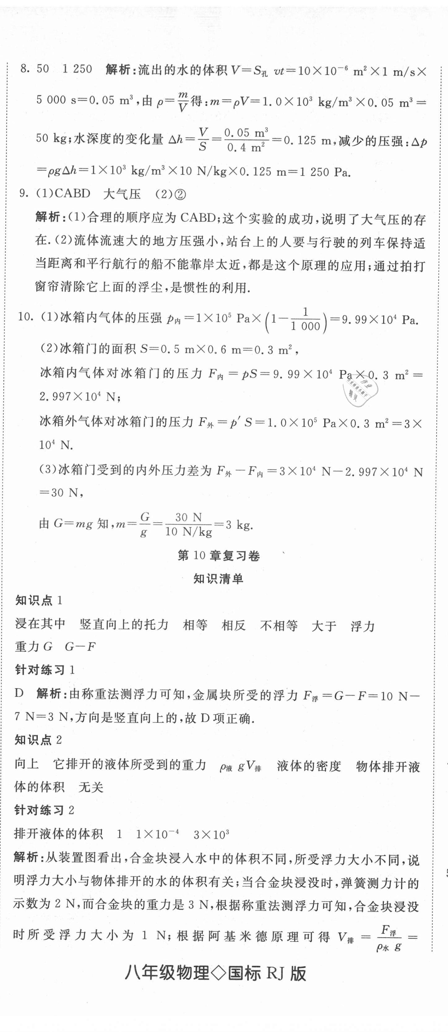 2021年奪冠沖刺卷八年級物理人教版 參考答案第8頁