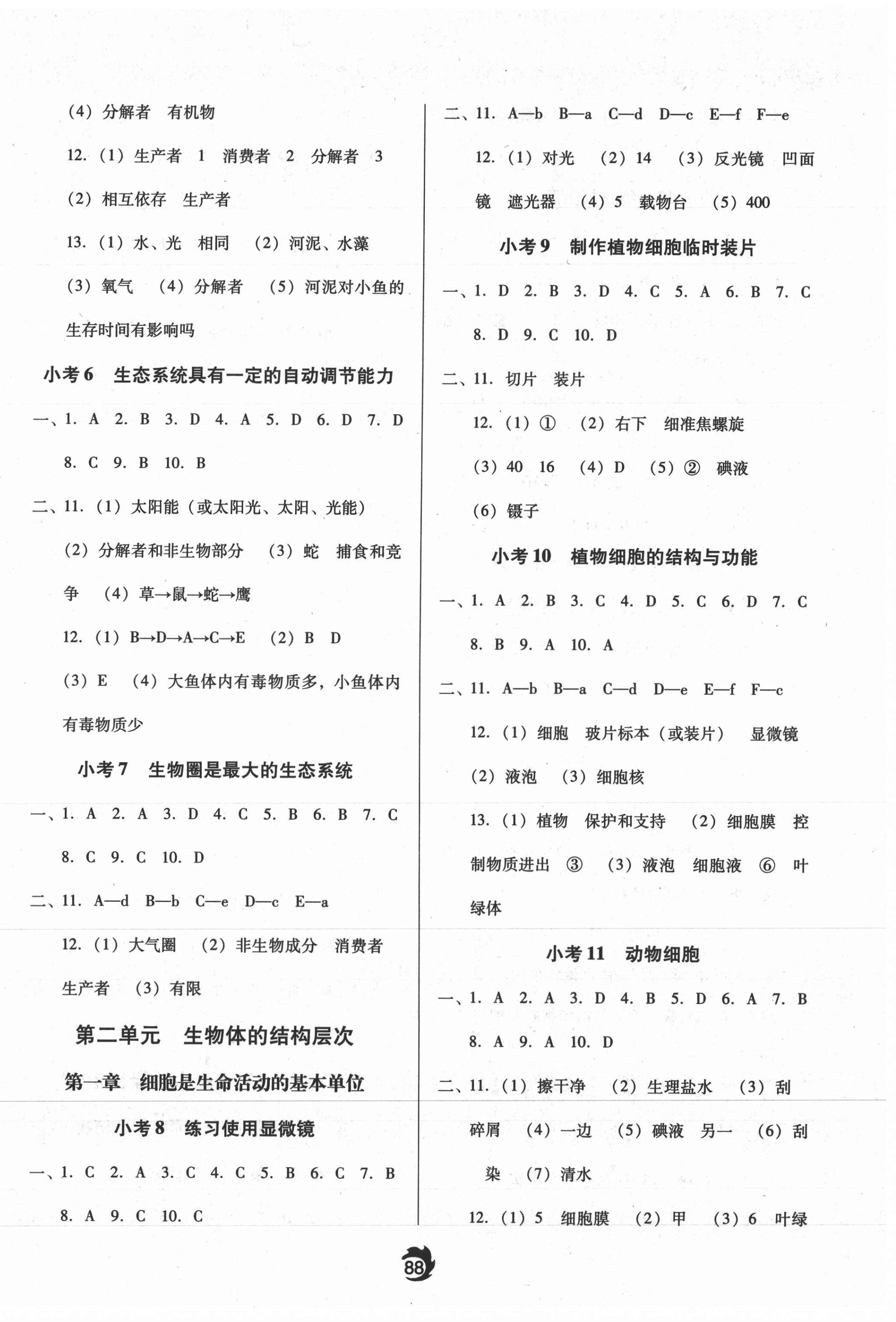 2021年隨堂小考七年級生物上冊人教版 第2頁