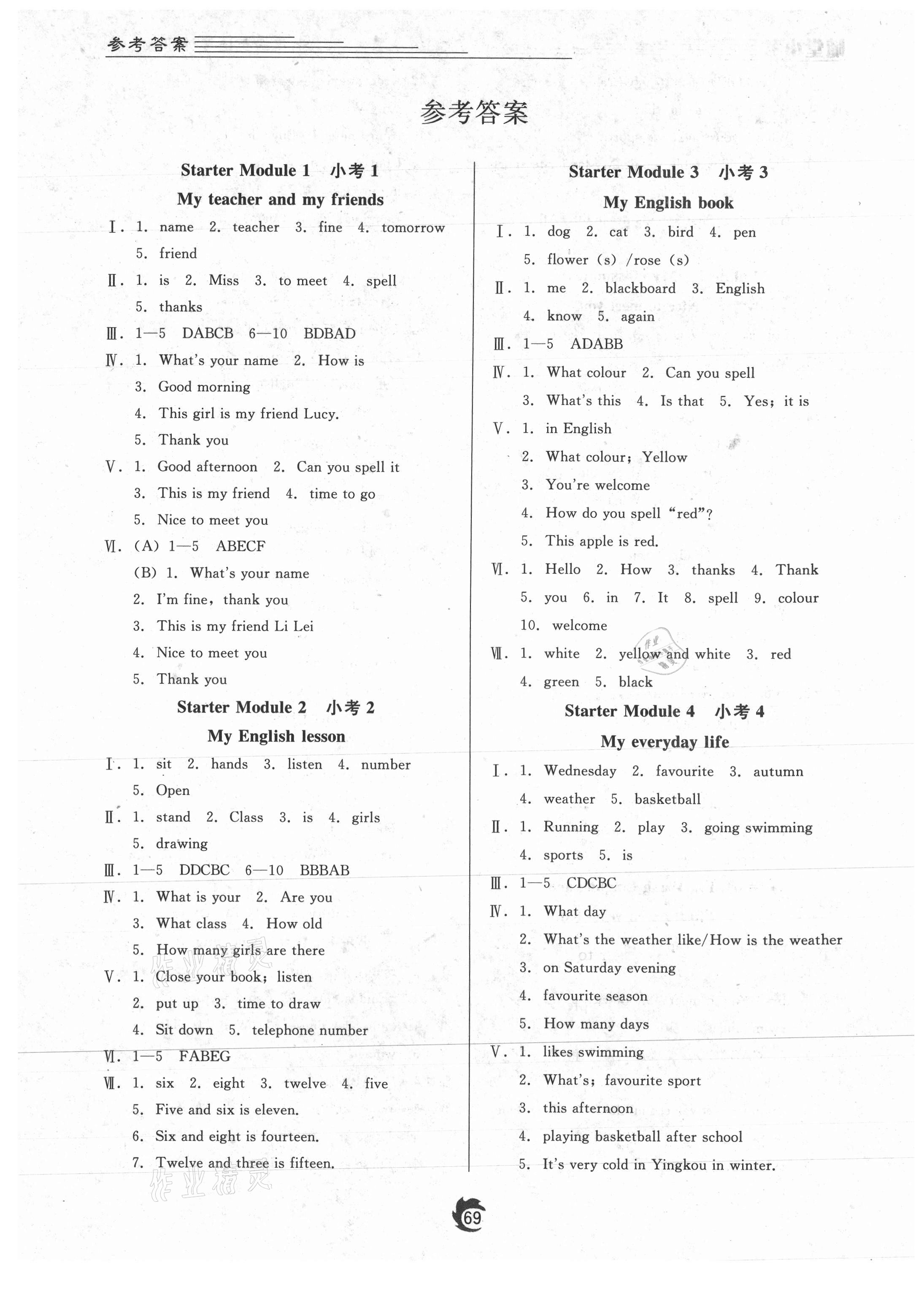 2021年隨堂小考七年級(jí)英語(yǔ)上冊(cè)外研版 第1頁(yè)