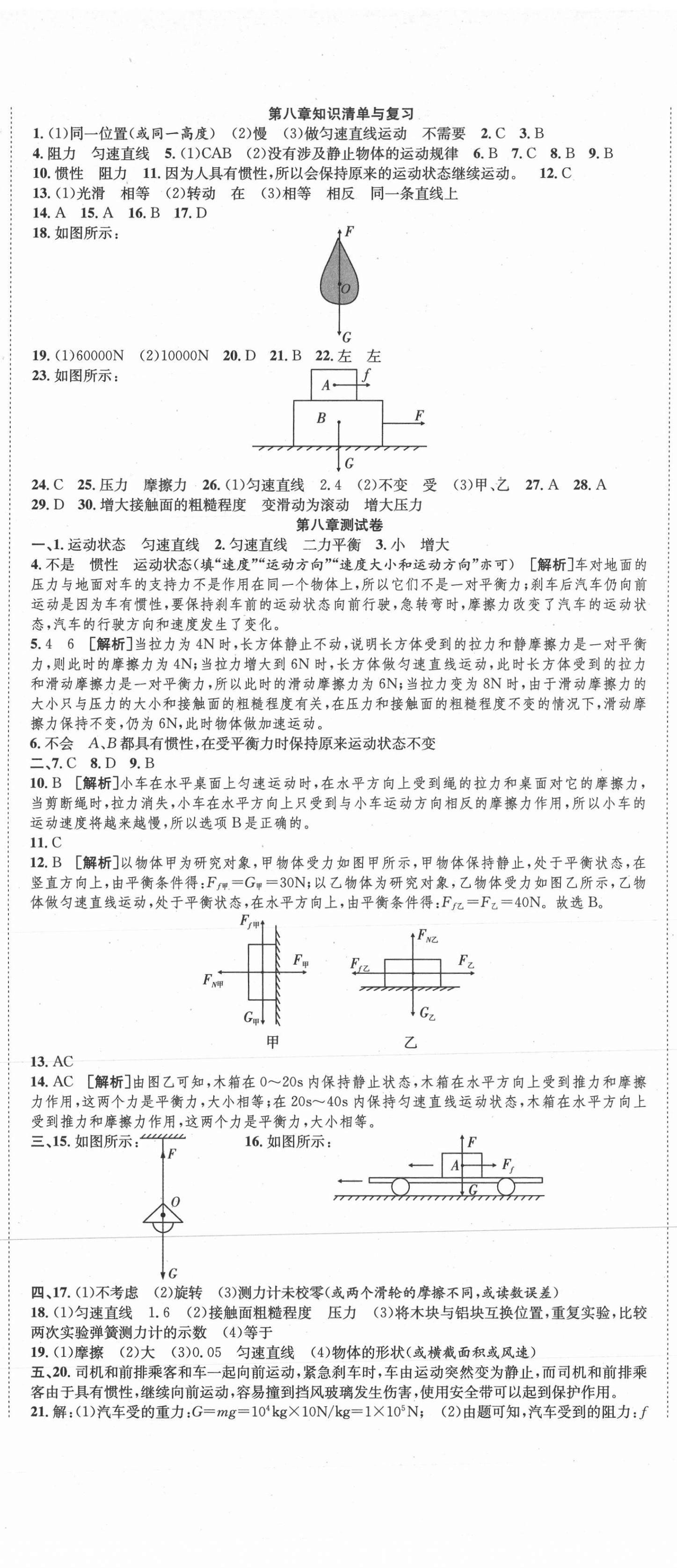 2021年高分装备复习与测试八年级物理下册人教版 参考答案第2页