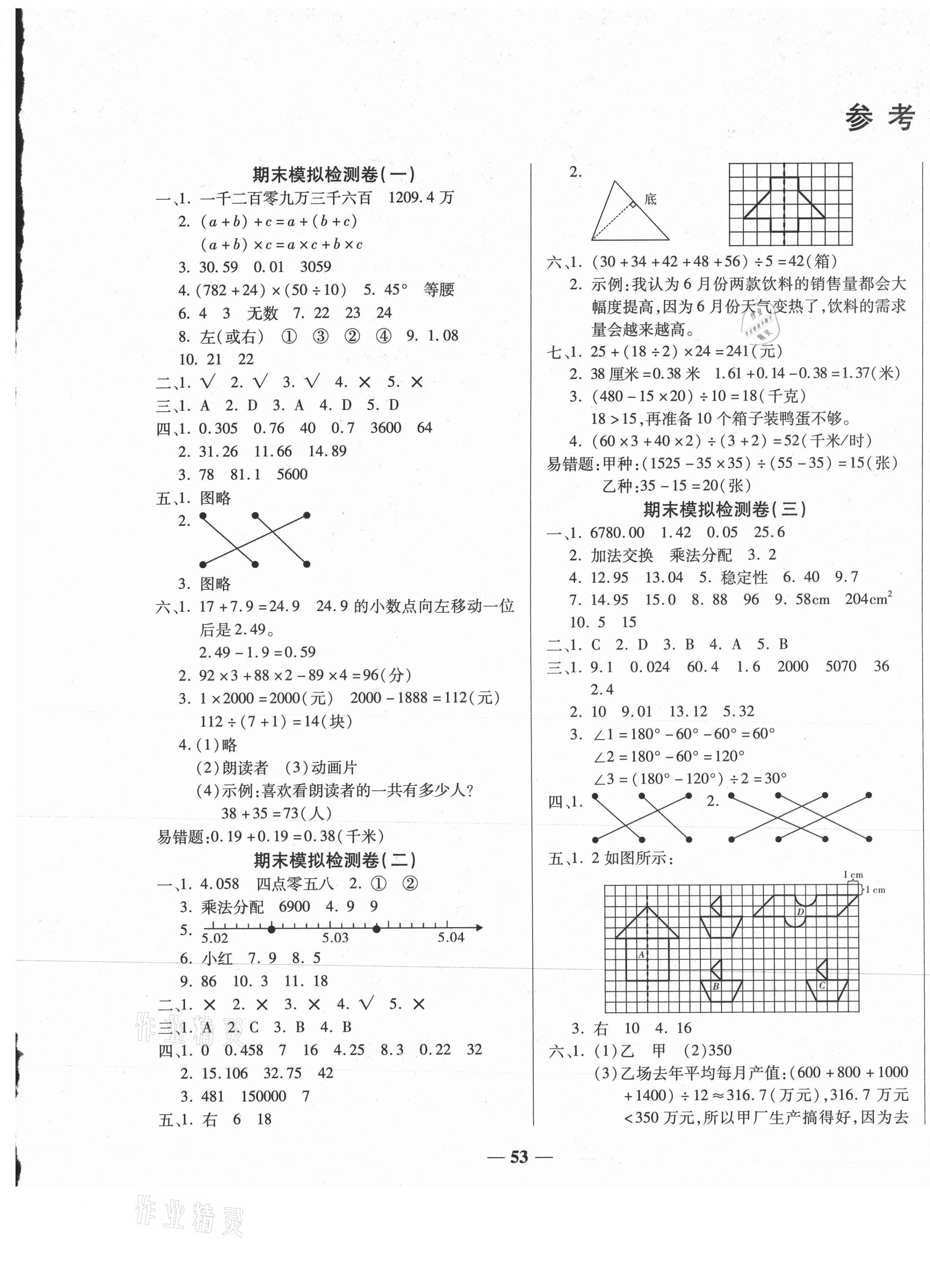 2021年小學(xué)生名校百分卷學(xué)霸期末100分四年級數(shù)學(xué)下冊人教版 第1頁