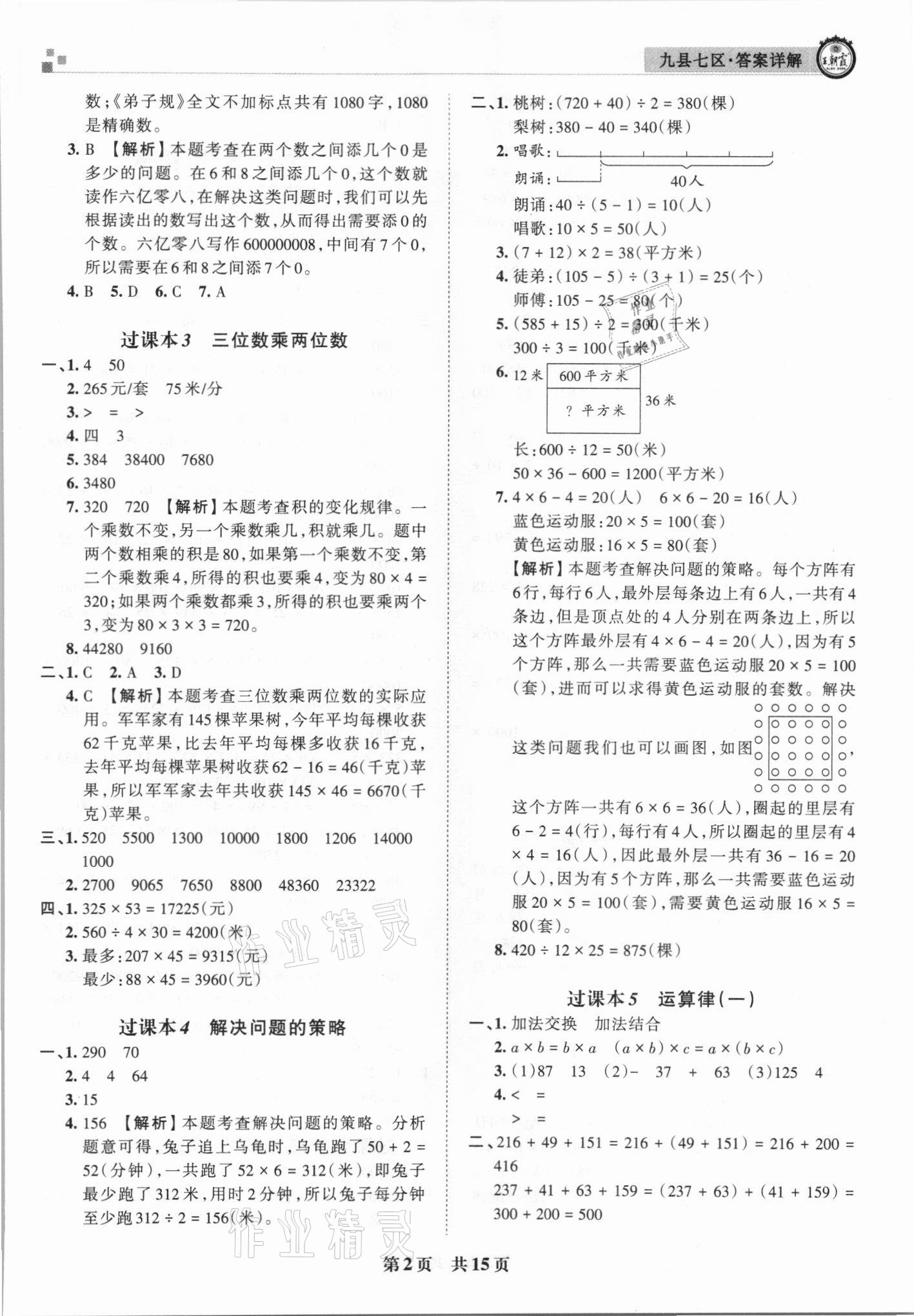 2021年王朝霞各地期末試卷精選四年級(jí)數(shù)學(xué)下冊(cè)蘇教版洛陽(yáng)專版 參考答案第2頁(yè)