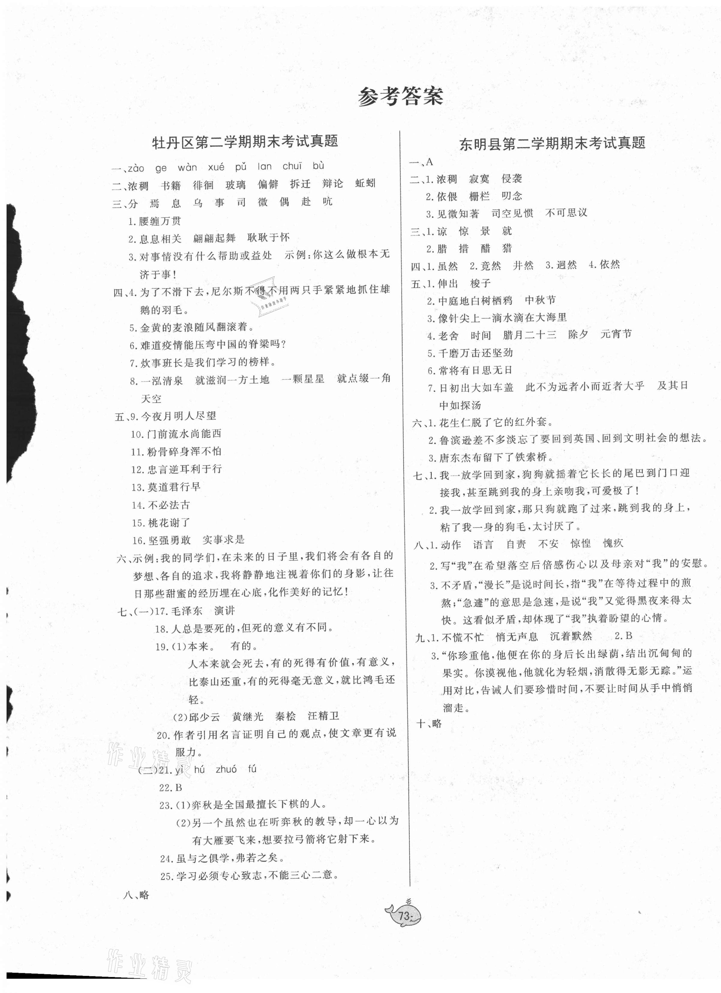 2021年菏澤真題匯編六年級(jí)語(yǔ)文下冊(cè)人教版 第1頁(yè)