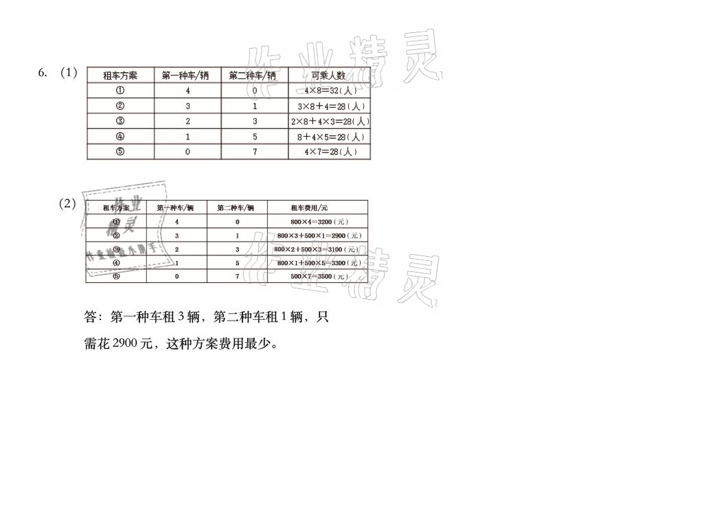 2021年暑假作业四年级数学人教版安徽少年儿童出版社 参考答案第5页