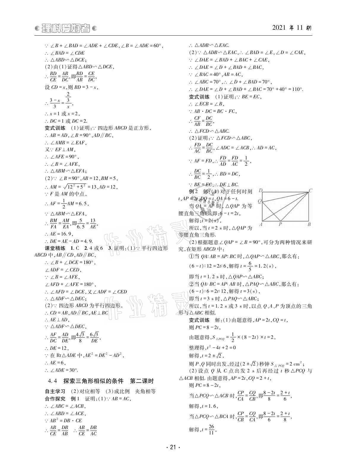 2021年理科愛好者九年級數(shù)學(xué)全一冊北師大版第11期 參考答案第20頁