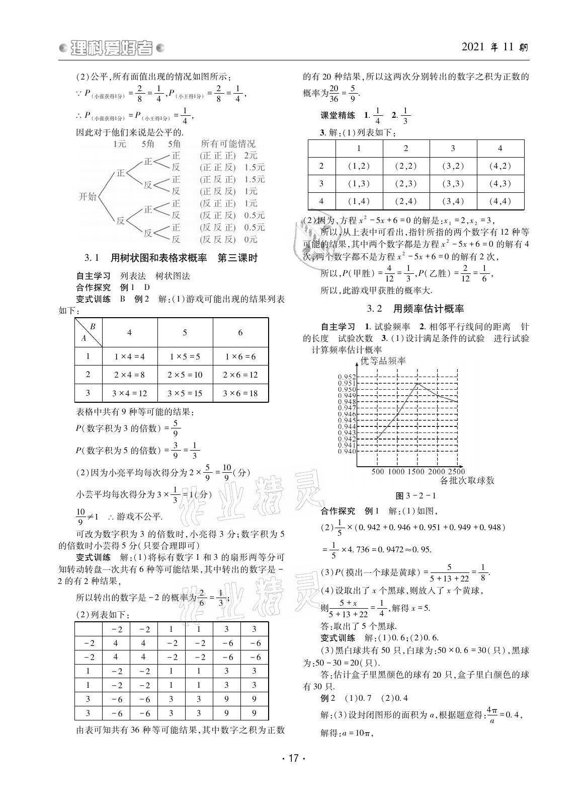 2021年理科愛好者九年級數學全一冊北師大版第11期 參考答案第16頁