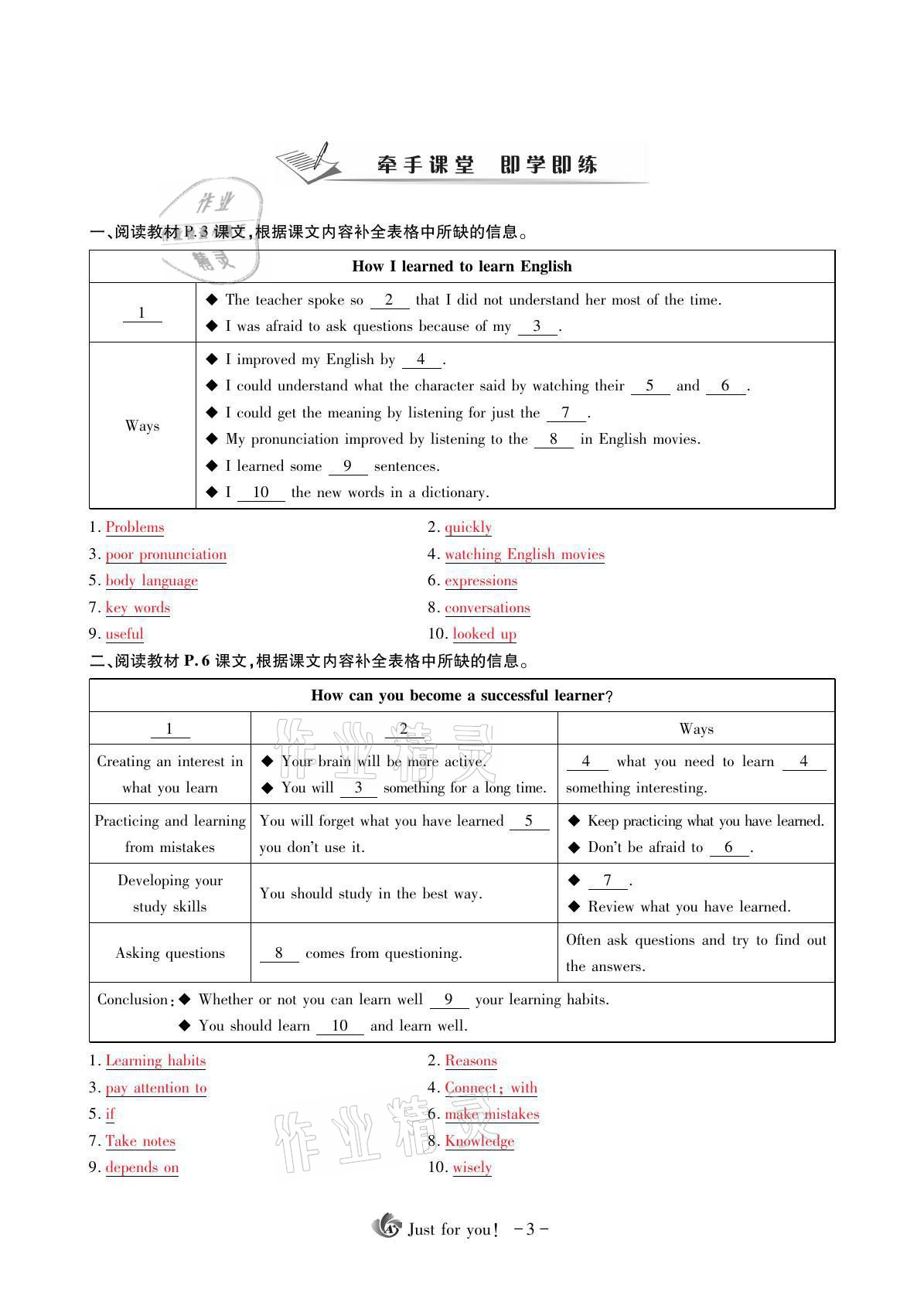 2021年優(yōu)課堂給力A加九年級英語全一冊人教版 參考答案第7頁