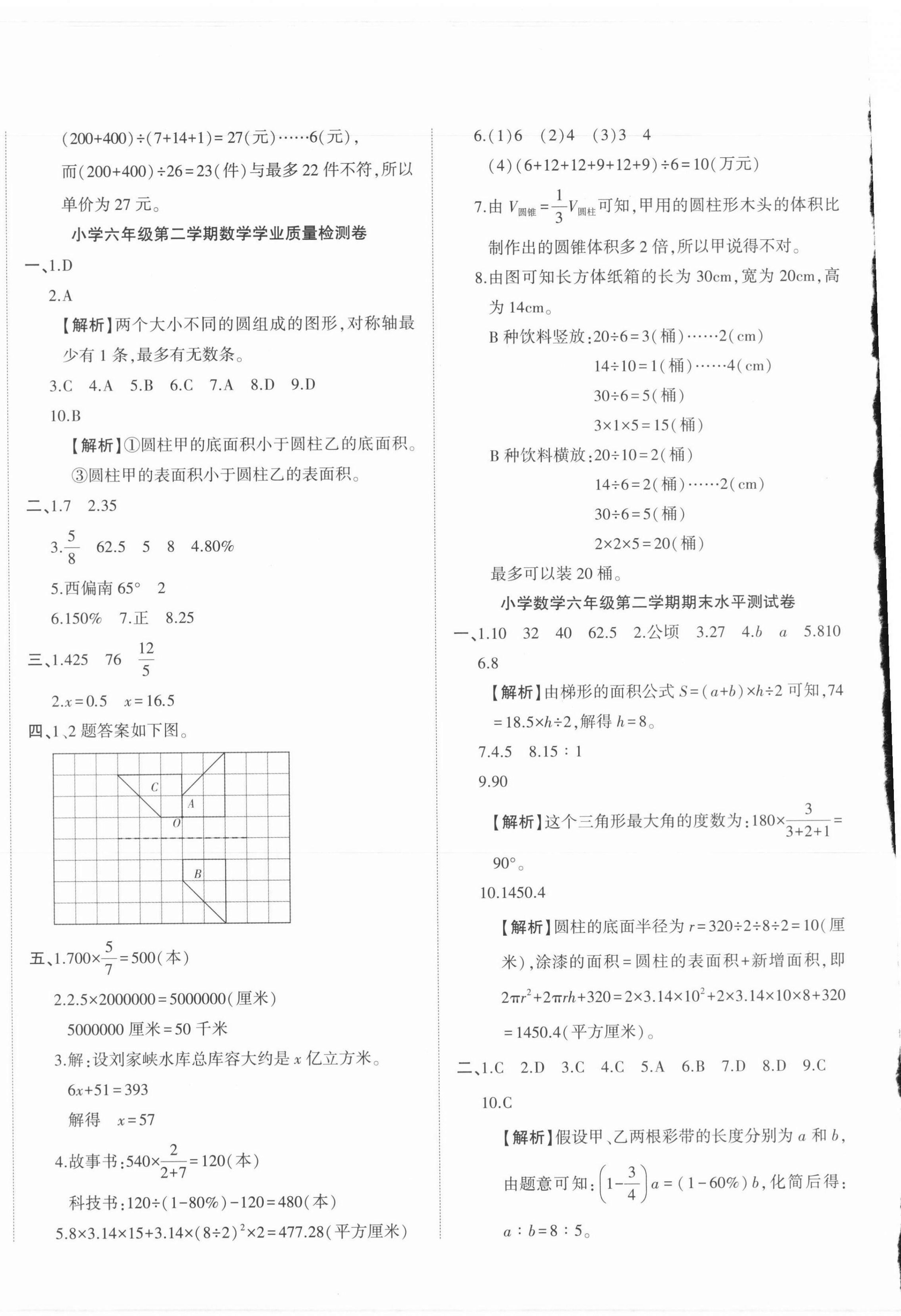 2021年名校密卷小升初模拟试卷六年级数学人教版 第4页