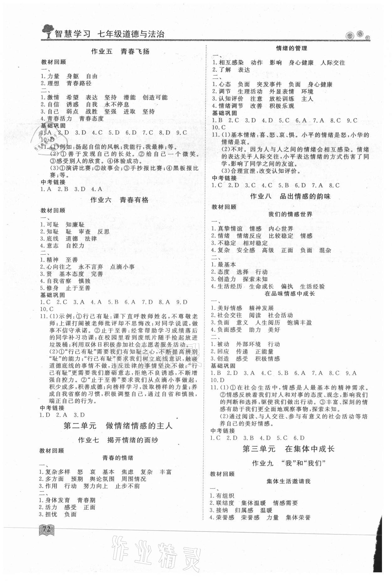 2021年假期自主學(xué)習(xí)七年級道德與法治北京藝術(shù)與科學(xué)電子出版社 第2頁