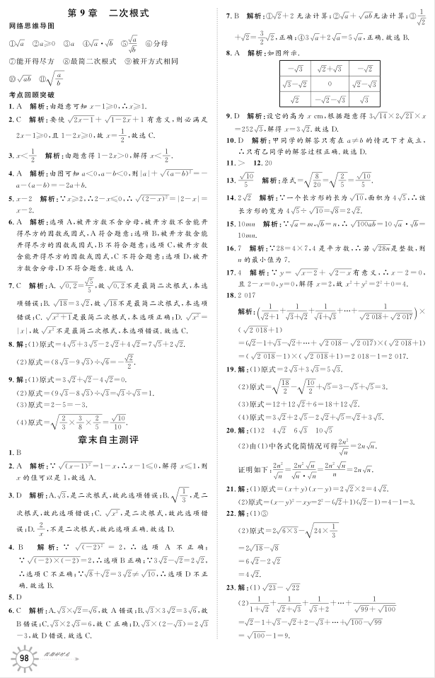 2021年鲁人泰斗假期好时光暑假训练营武汉大学出版社八升九数学青岛版 参考答案第6页