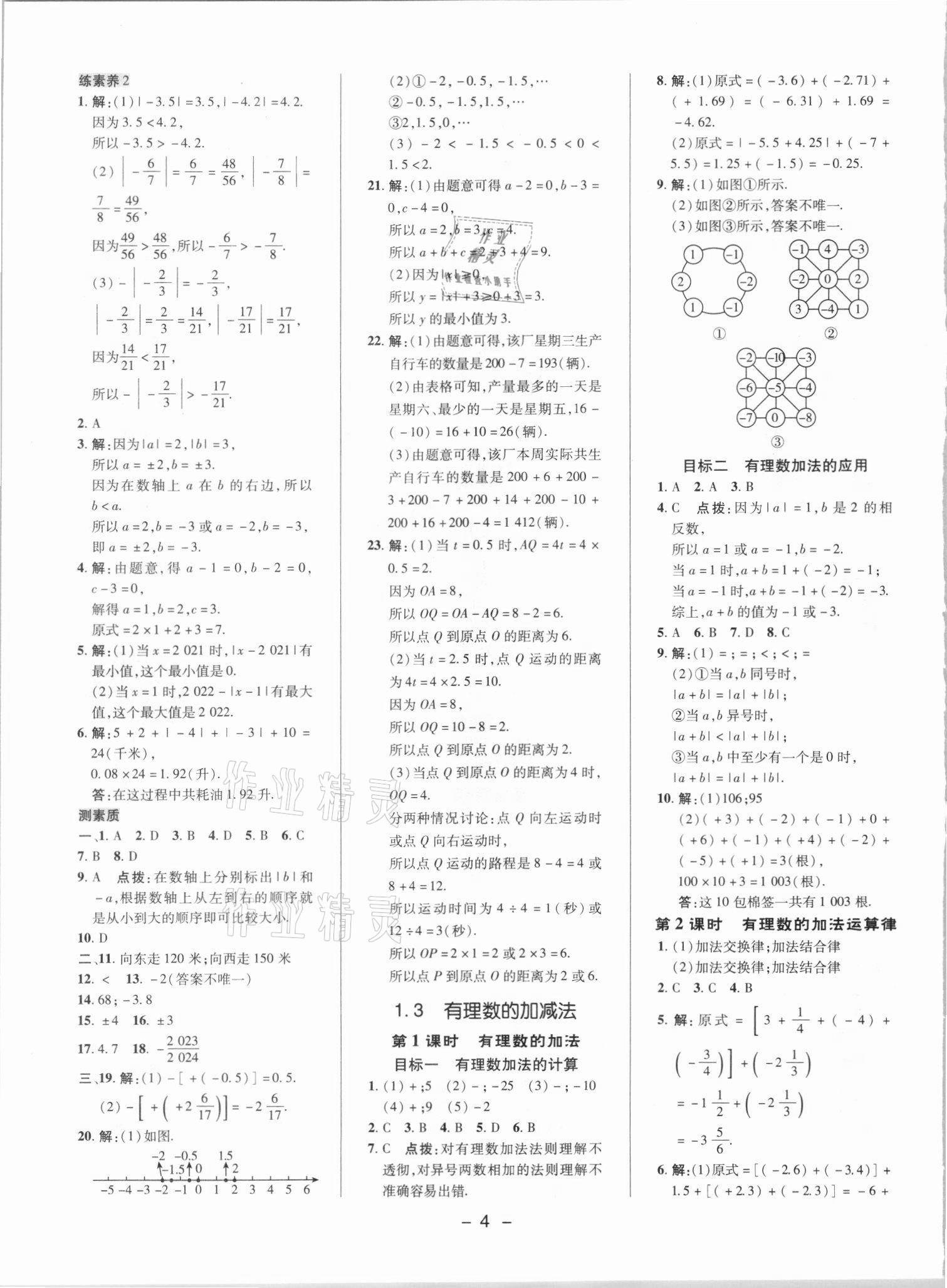 2021年综合应用创新题典中点七年级数学上册人教版 参考答案第3页