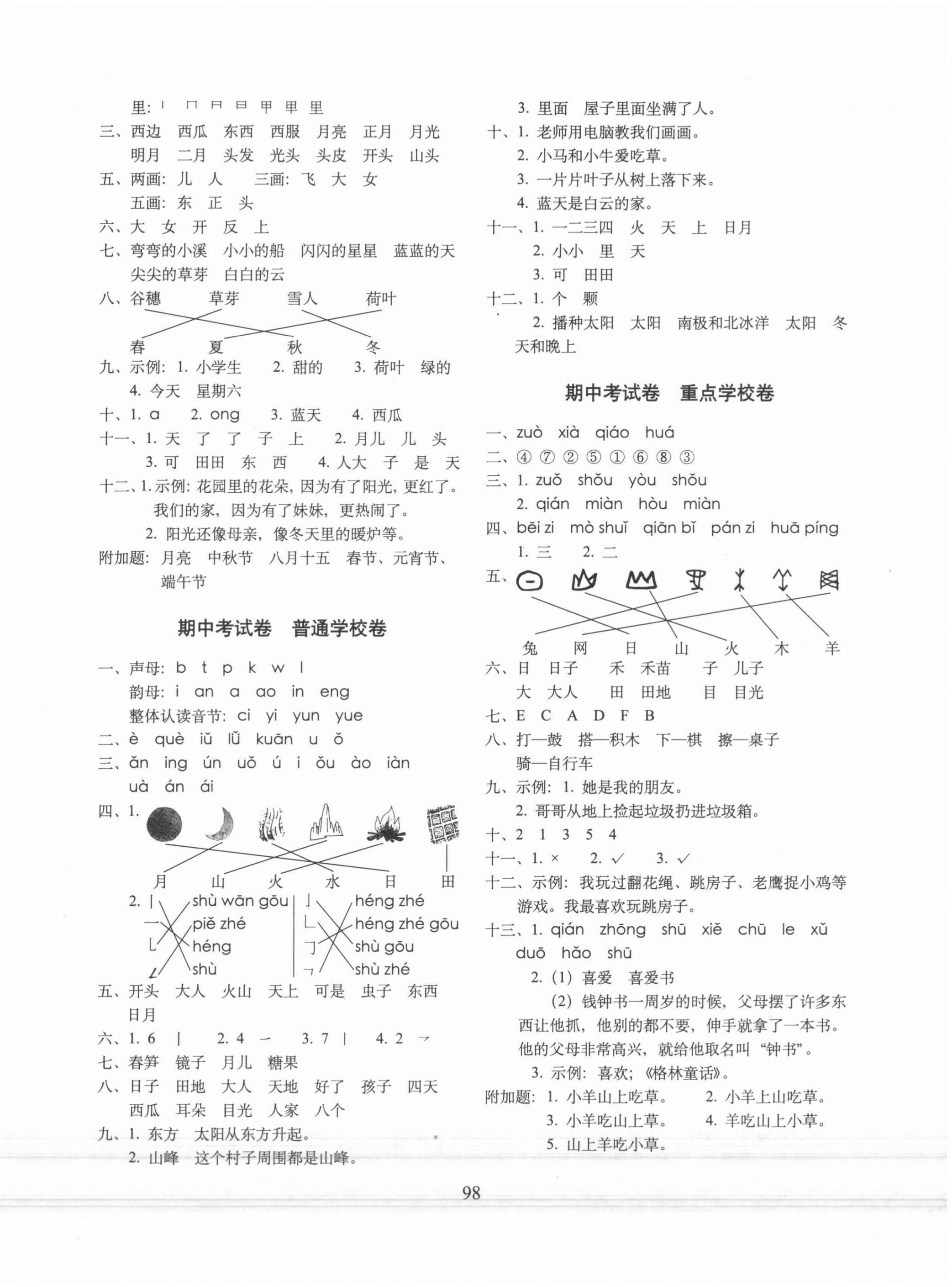 2021年期末沖刺100分完全試卷一年級語文上冊人教版 第2頁