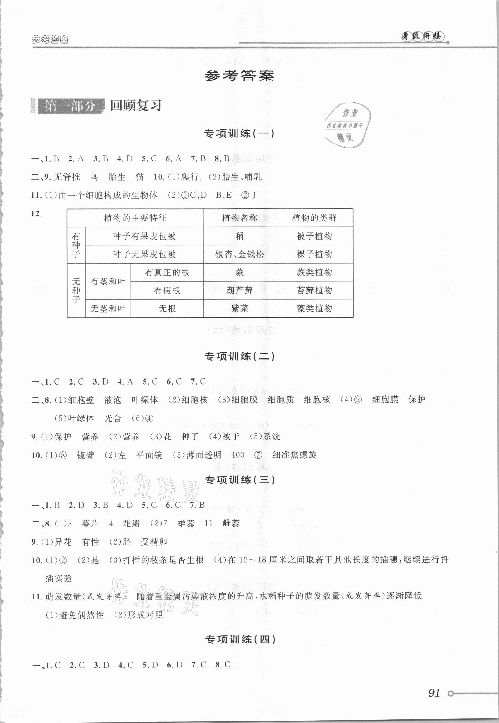 2021年暑假创新型自主学习第三学期暑假衔接七年级科学浙教版 第1页