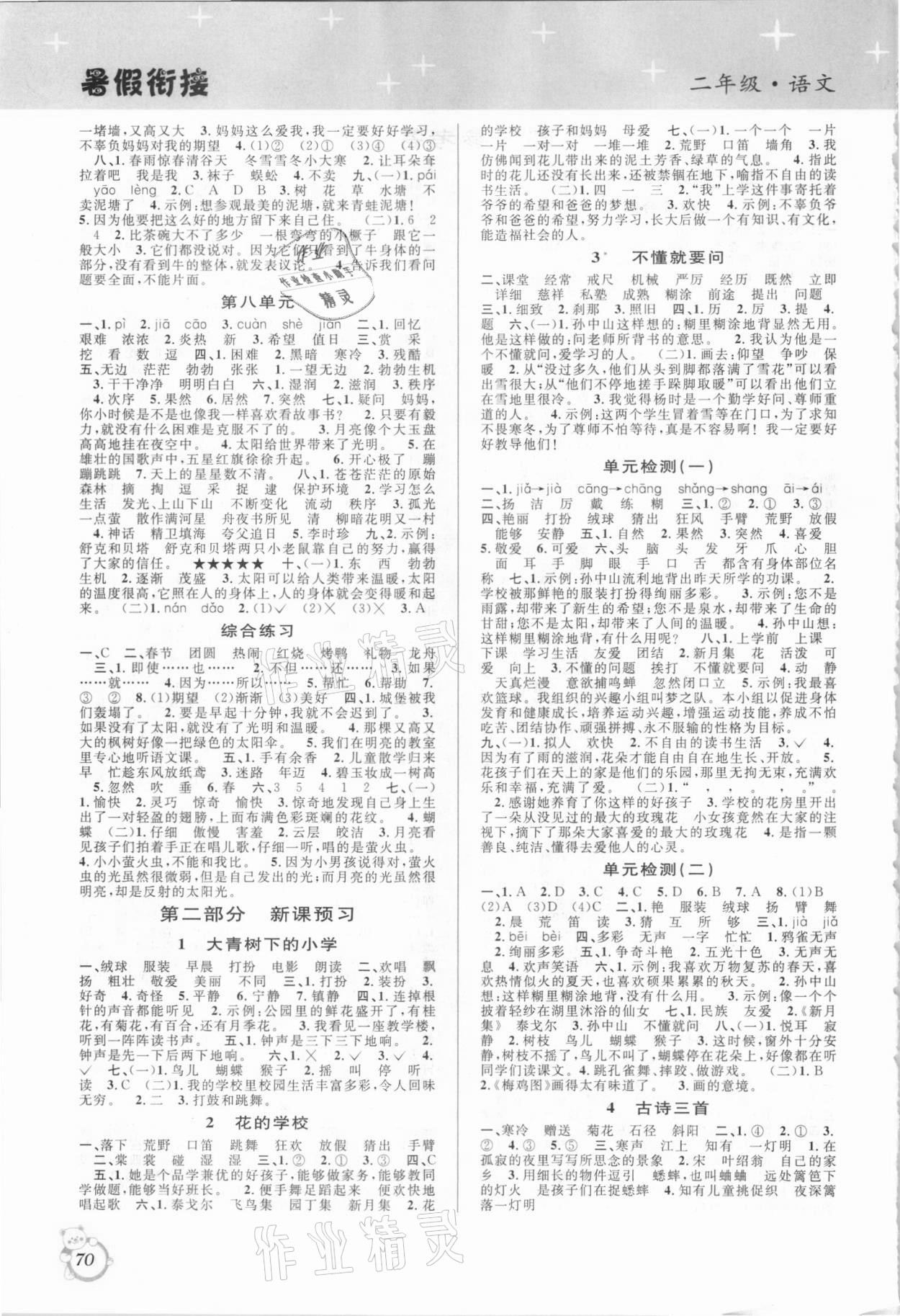 2021年暑假创新型自主学习第三学期暑假衔接二年级语文人教版 第2页