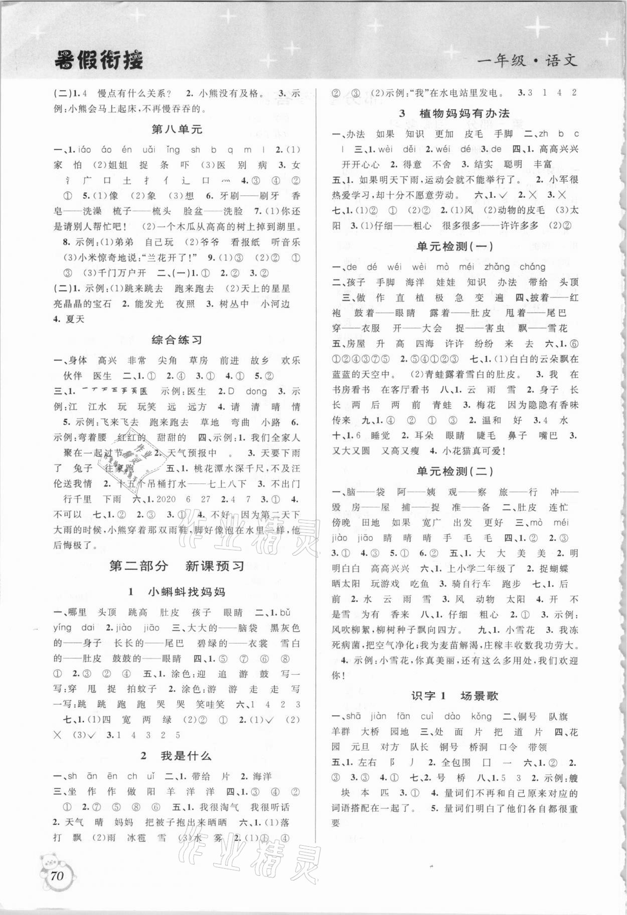 2021年暑假创新型自主学习第三学期暑假衔接一年级语文人教版 第2页