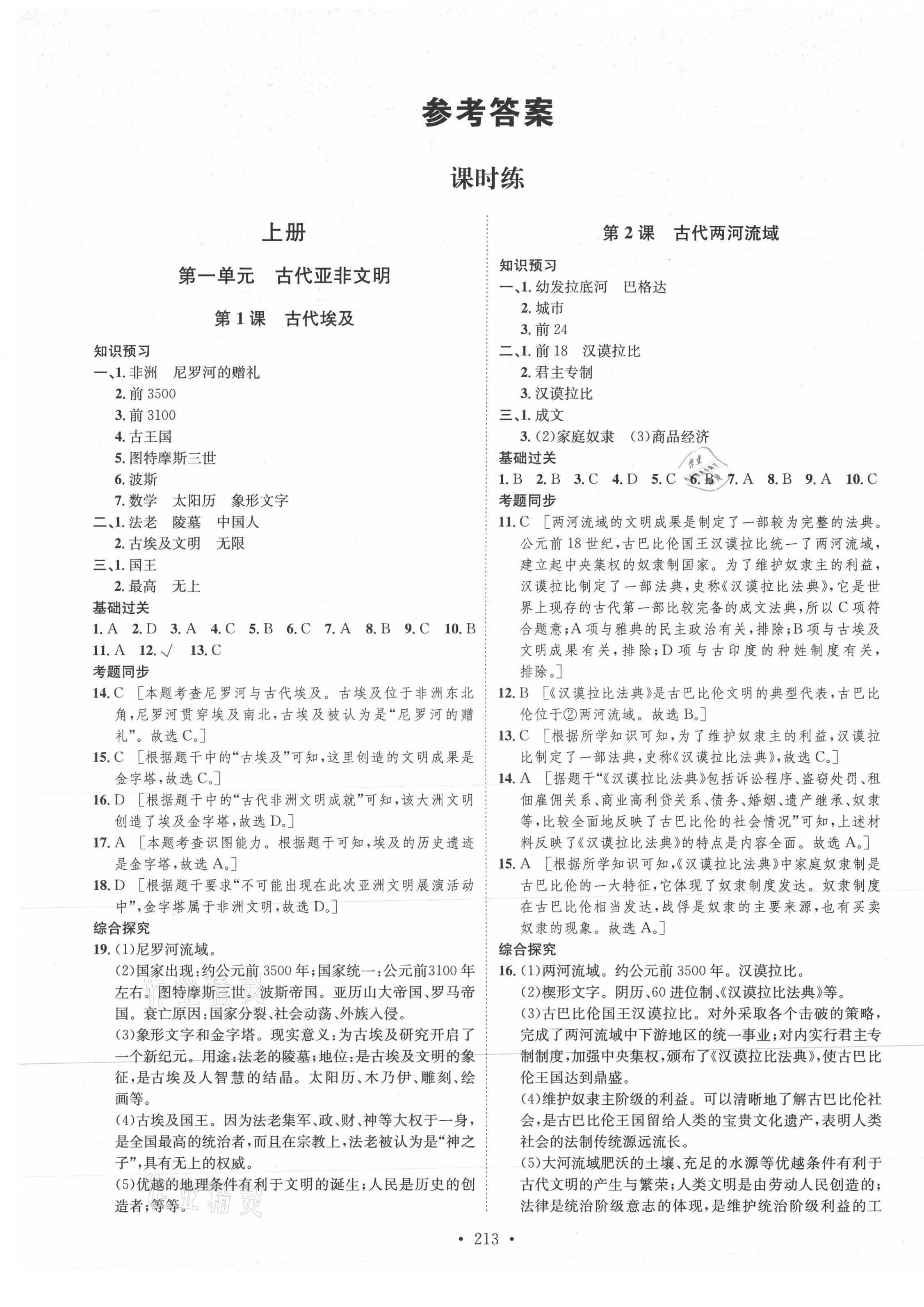 2021年思路教練同步課時作業(yè)九年級歷史全一冊人教版 第1頁