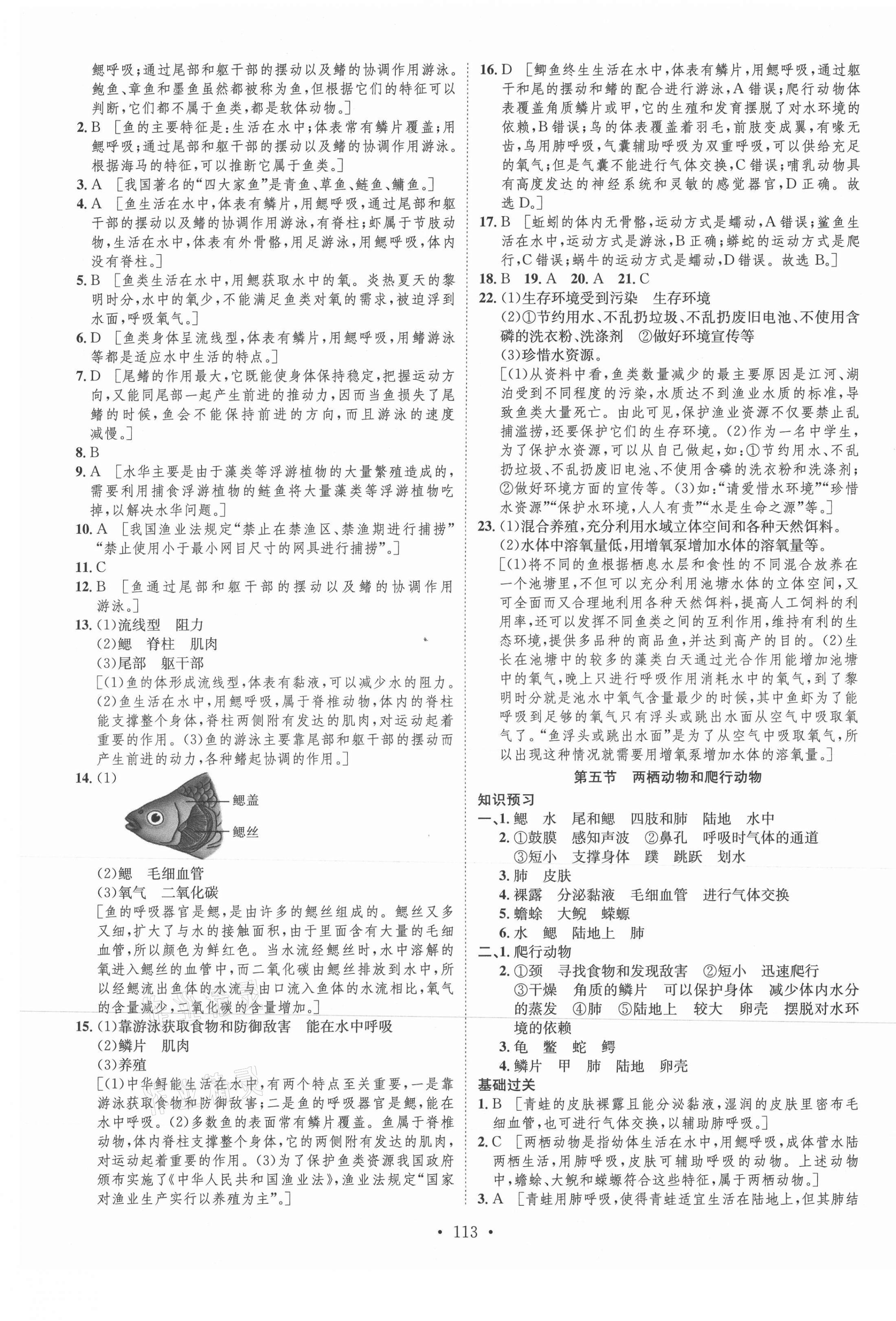 2021年思路教练同步课时作业八年级生物上册人教版 第5页