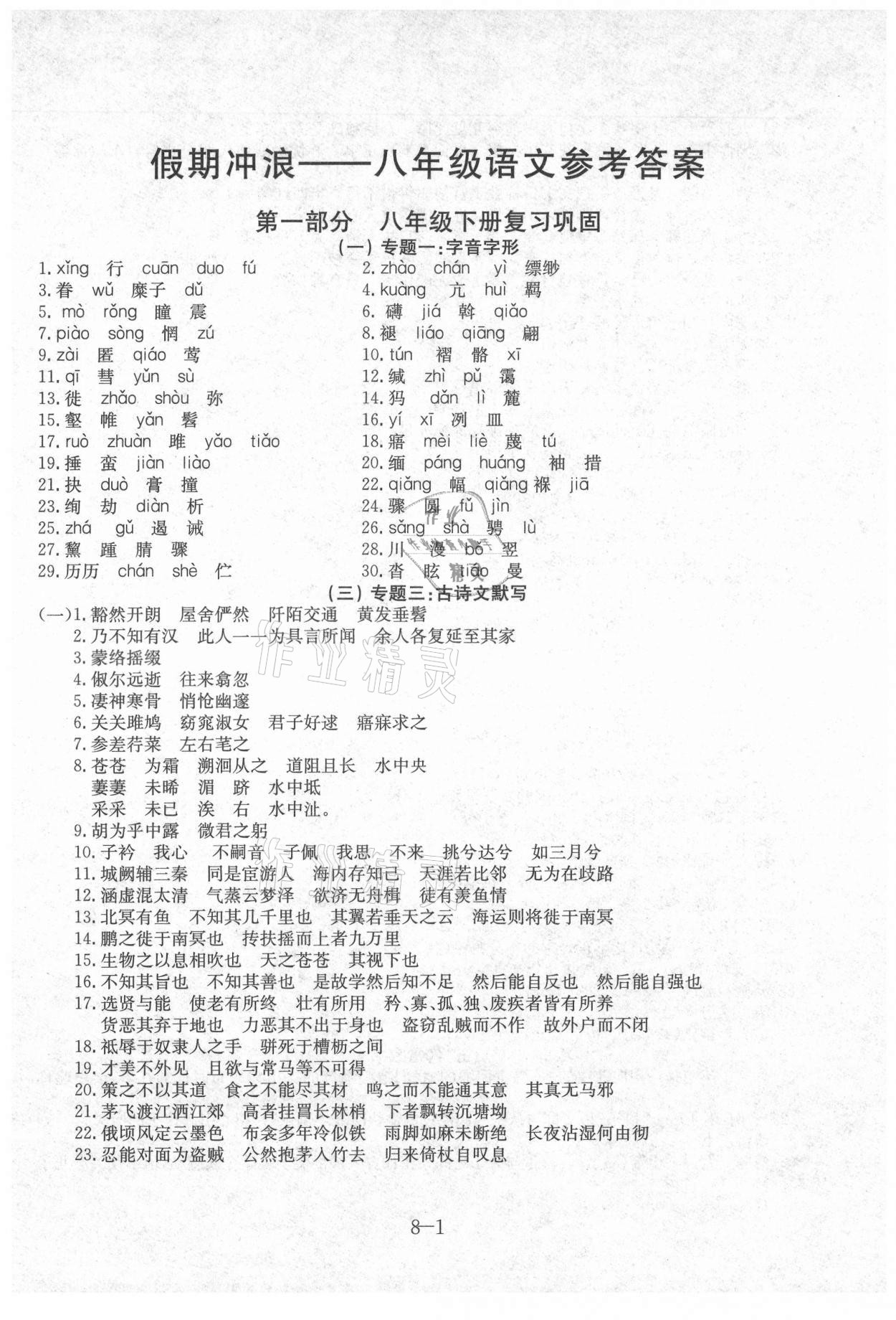 2021年假期沖浪八年級(jí)語(yǔ)文人教版合肥工業(yè)大學(xué)出版社 第1頁(yè)