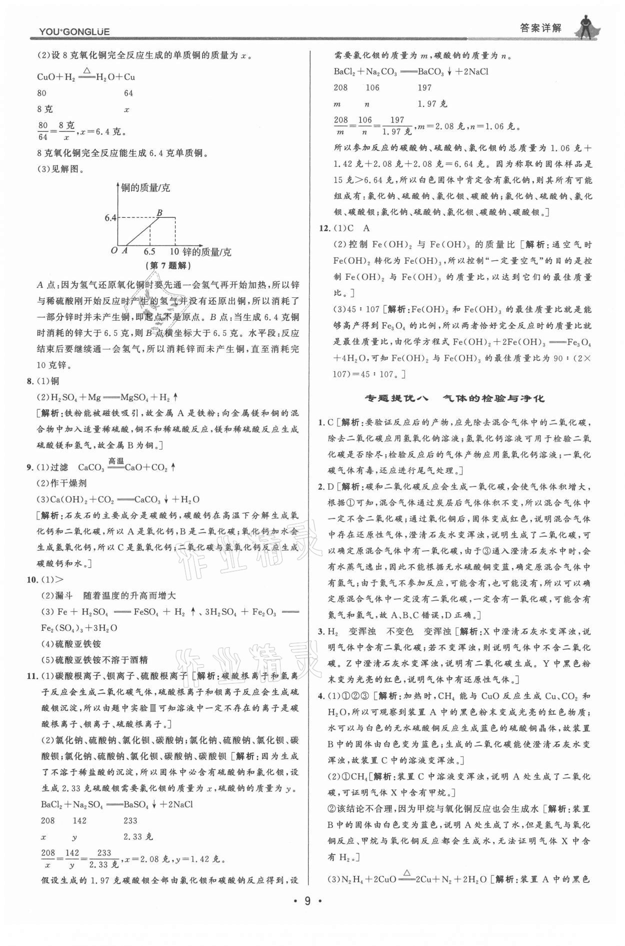 2021年優(yōu)加攻略九年級(jí)科學(xué)全一冊(cè)浙教版 參考答案第9頁(yè)