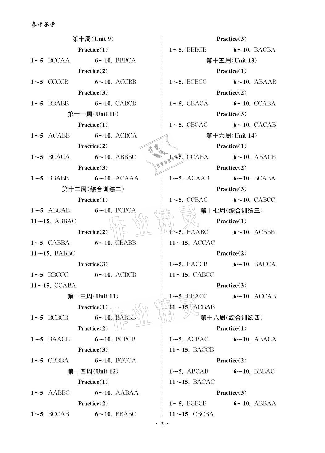 2021年一閱優(yōu)品作業(yè)本九年級英語全一冊人教版 參考答案第2頁