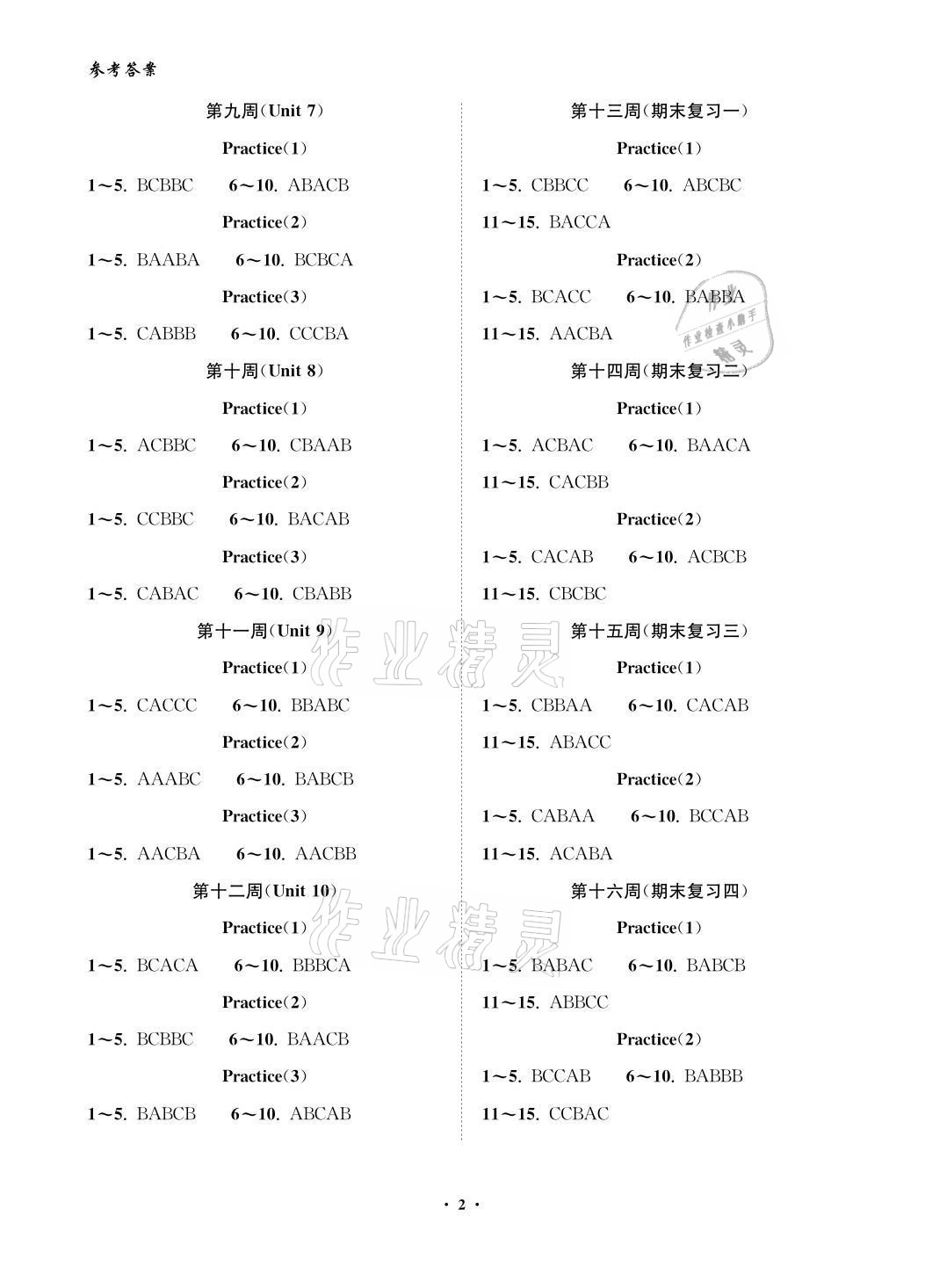 2021年一阅优品作业本八年级英语上册人教版 参考答案第2页