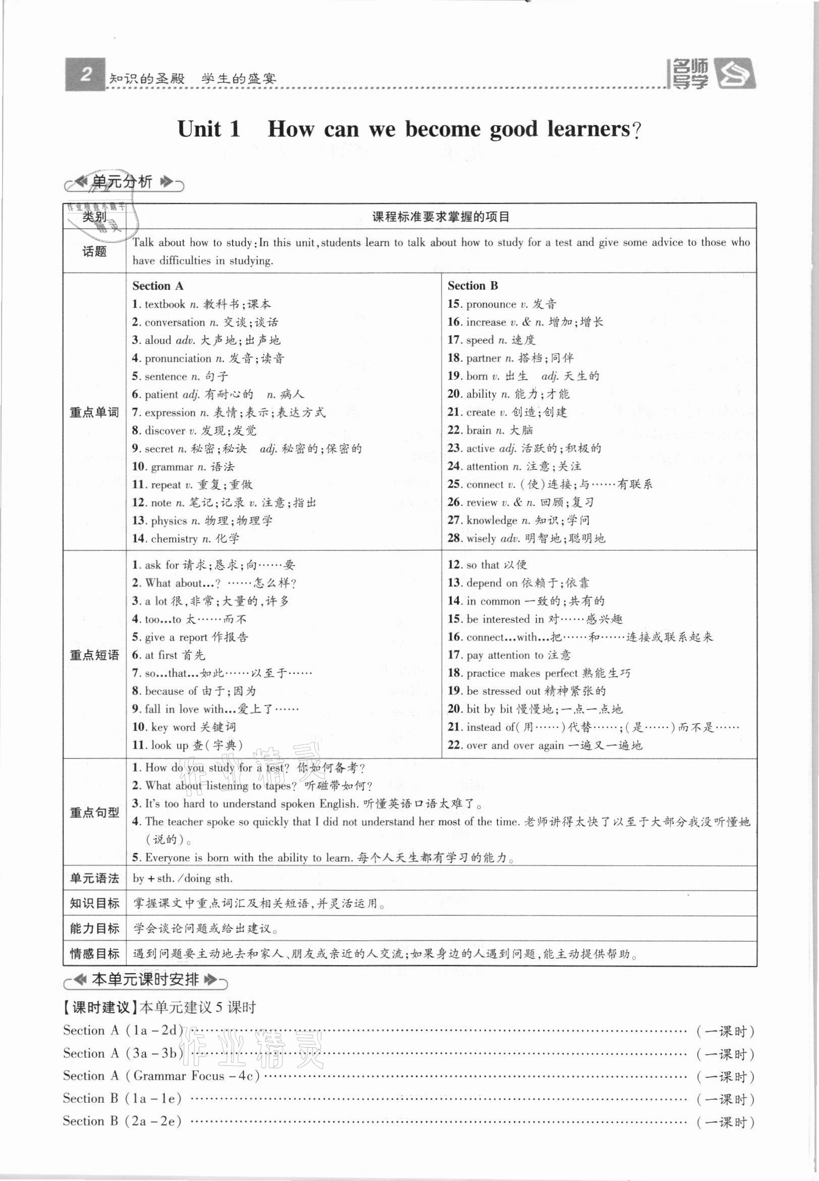 2021年名师测控九年级英语上册人教版河北专版 参考答案第65页