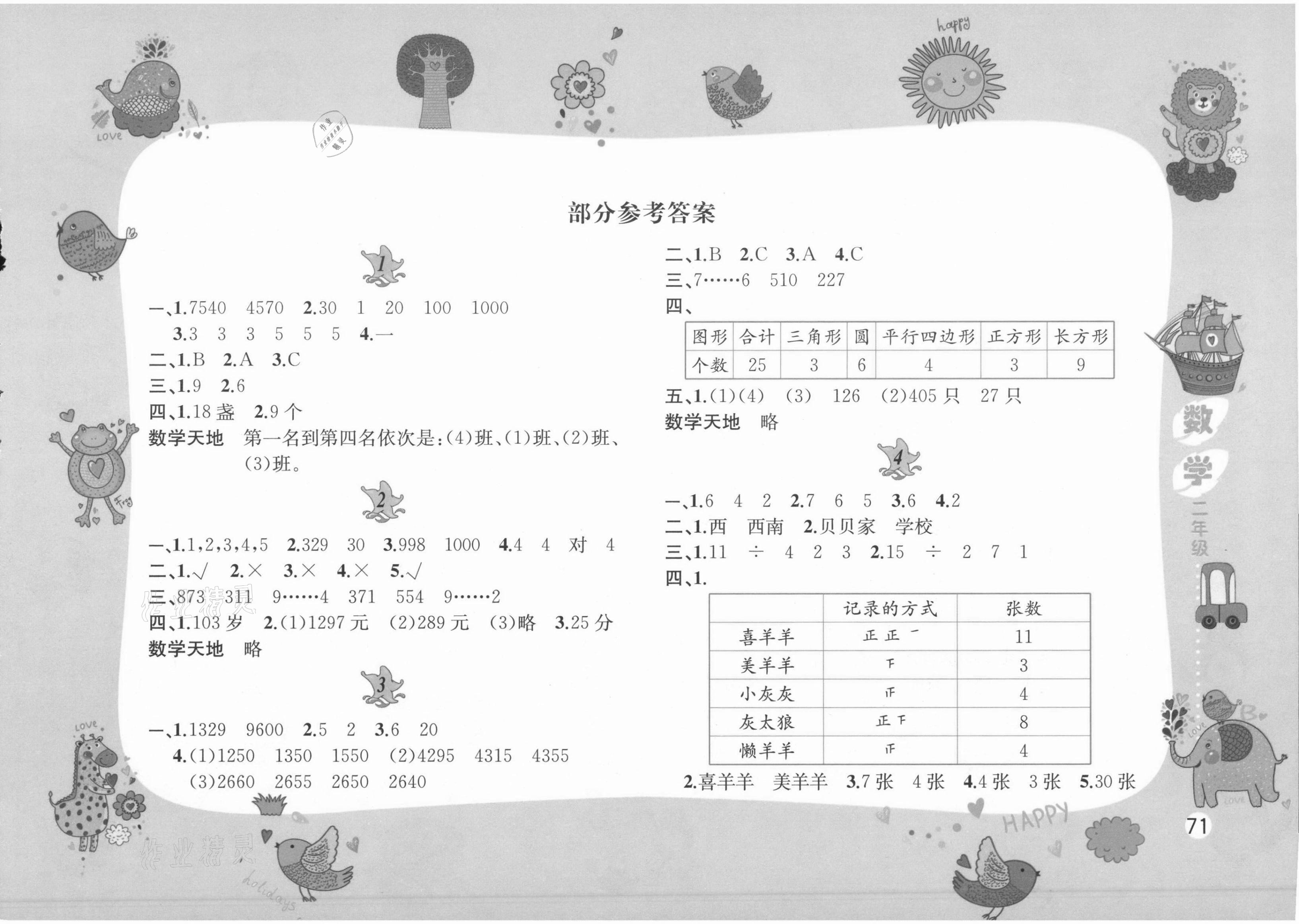 2021年暑假作业二年级数学北师大版黄山书社 第1页