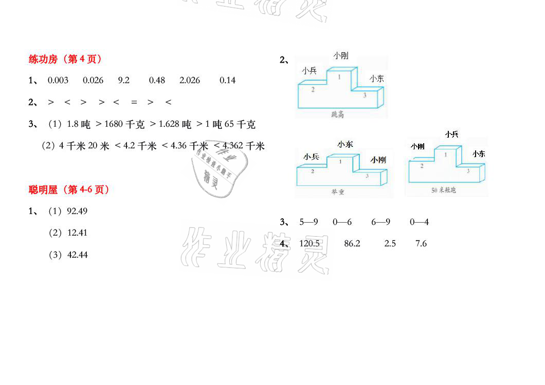 2021年暑假作业四年级数学北师大版安徽少年儿童出版社 参考答案第2页