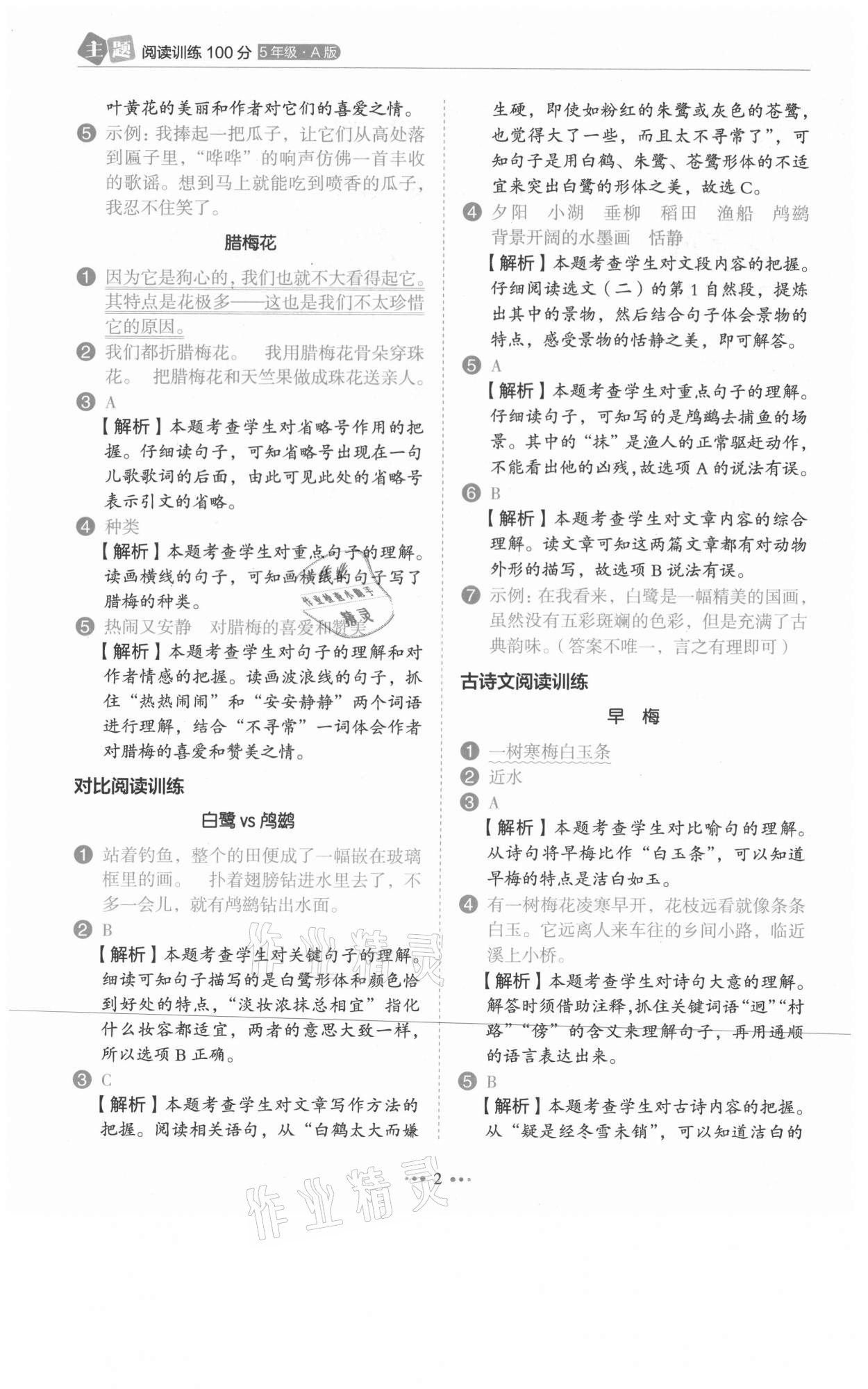 2021年主題閱讀訓(xùn)練100分五年級(jí)語(yǔ)文人教版浙江專(zhuān)版 第2頁(yè)
