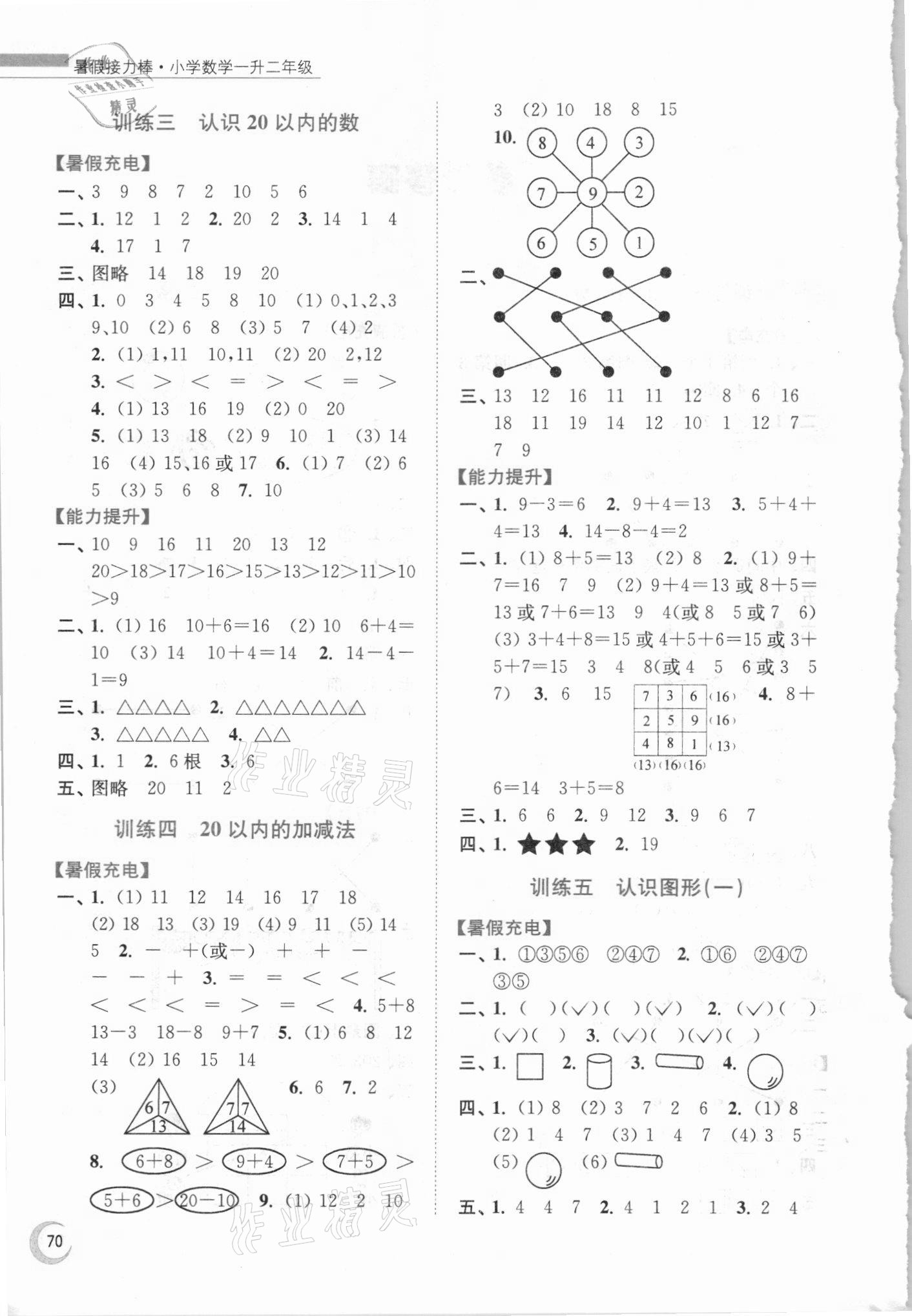 2021年小学数学暑假接力棒一升二年级江苏版 第2页