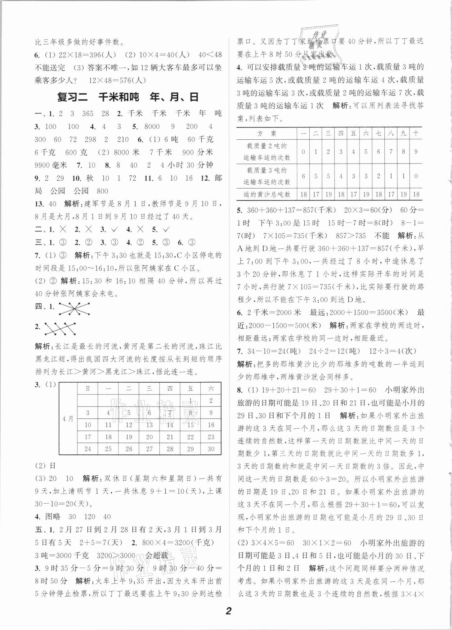 2021年暑期升級(jí)訓(xùn)練三年級(jí)數(shù)學(xué)蘇教版浙江教育出版社 參考答案第2頁(yè)