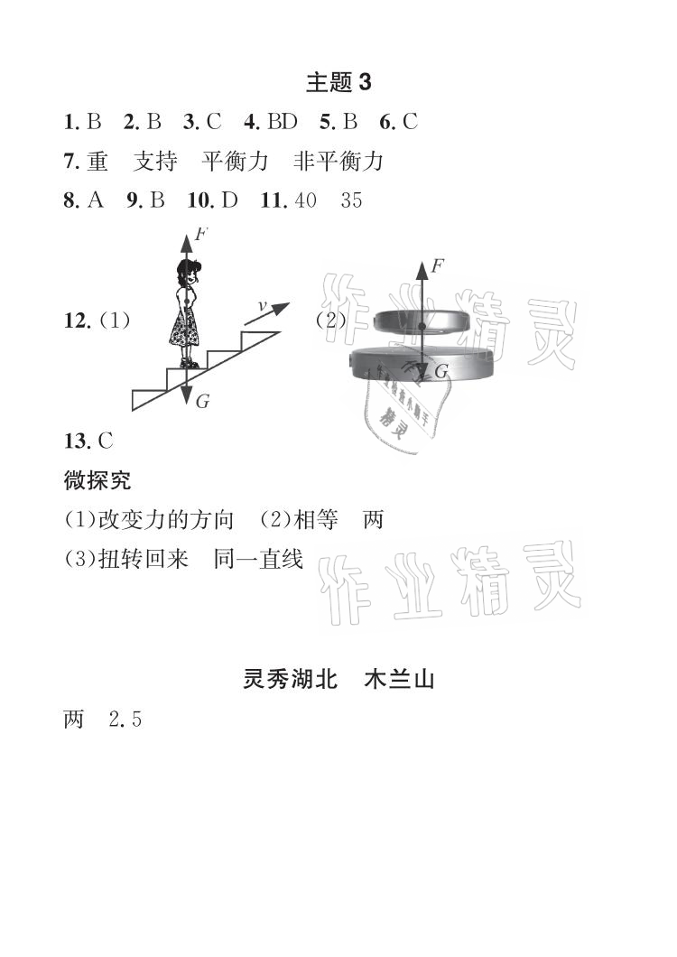 2021年长江暑假作业八年级物理人教版崇文书局 参考答案第3页