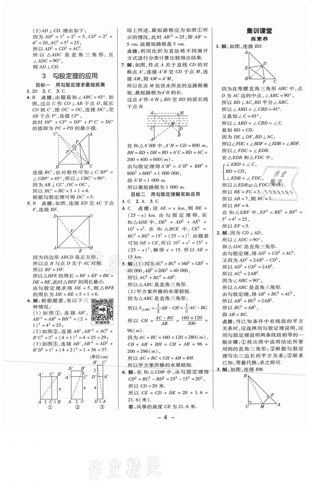 2021年综合应用创新题典中点八年级数学上册北师大版 参考答案第3页